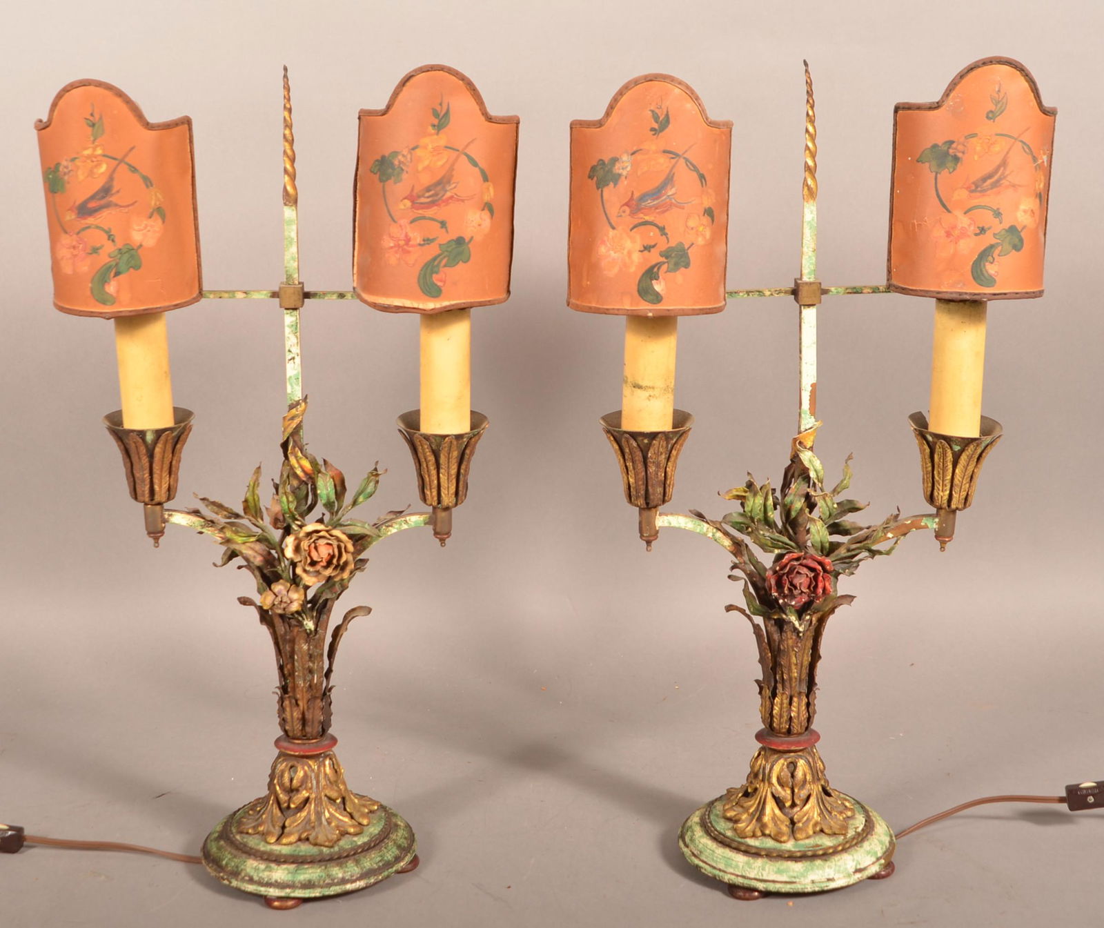 Pair of Vintage Painted Metal Mantle Lamps (1 of 5)