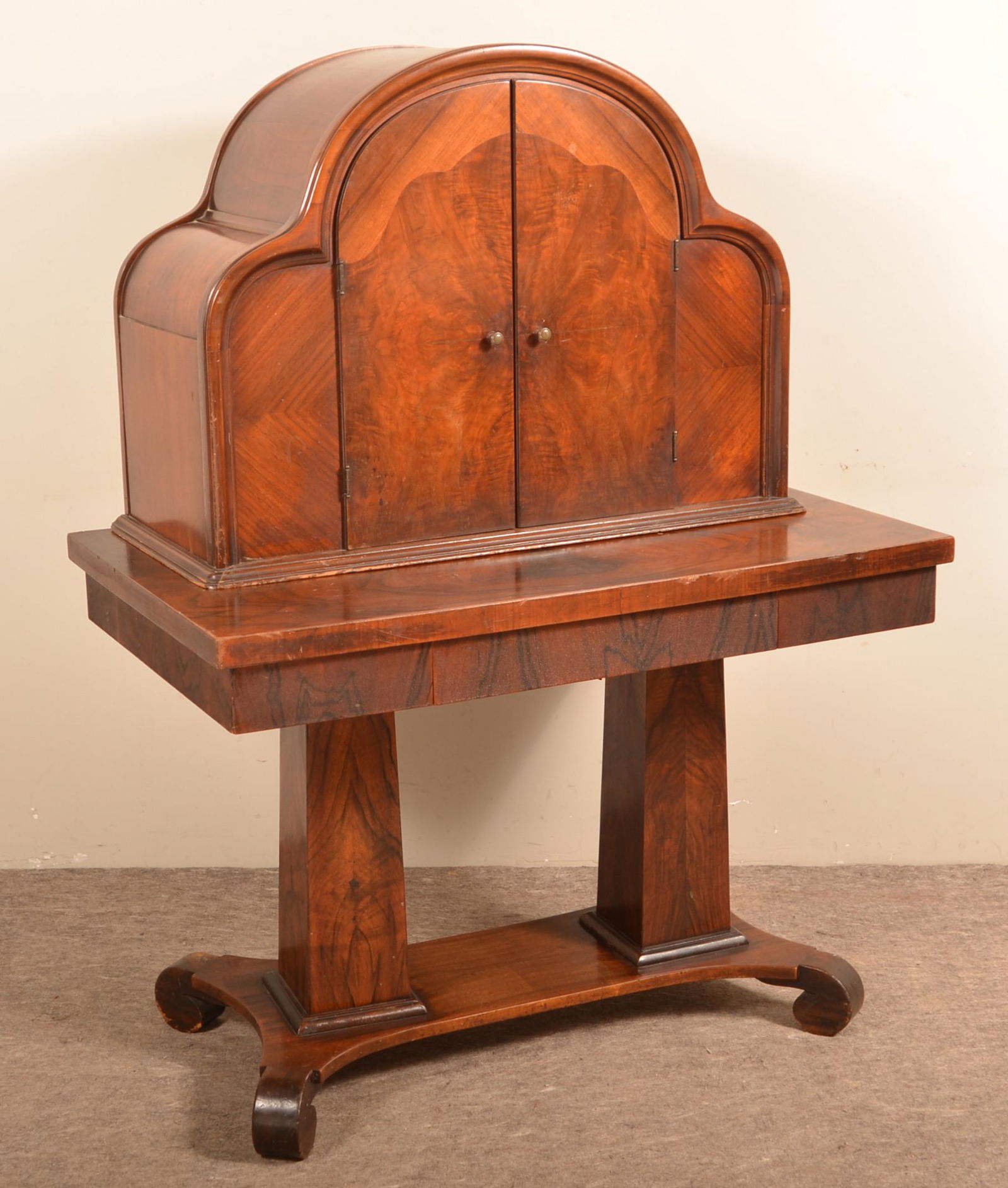 Art Deco Mahogany Veneer Double Pedestal Server (1 of 6)