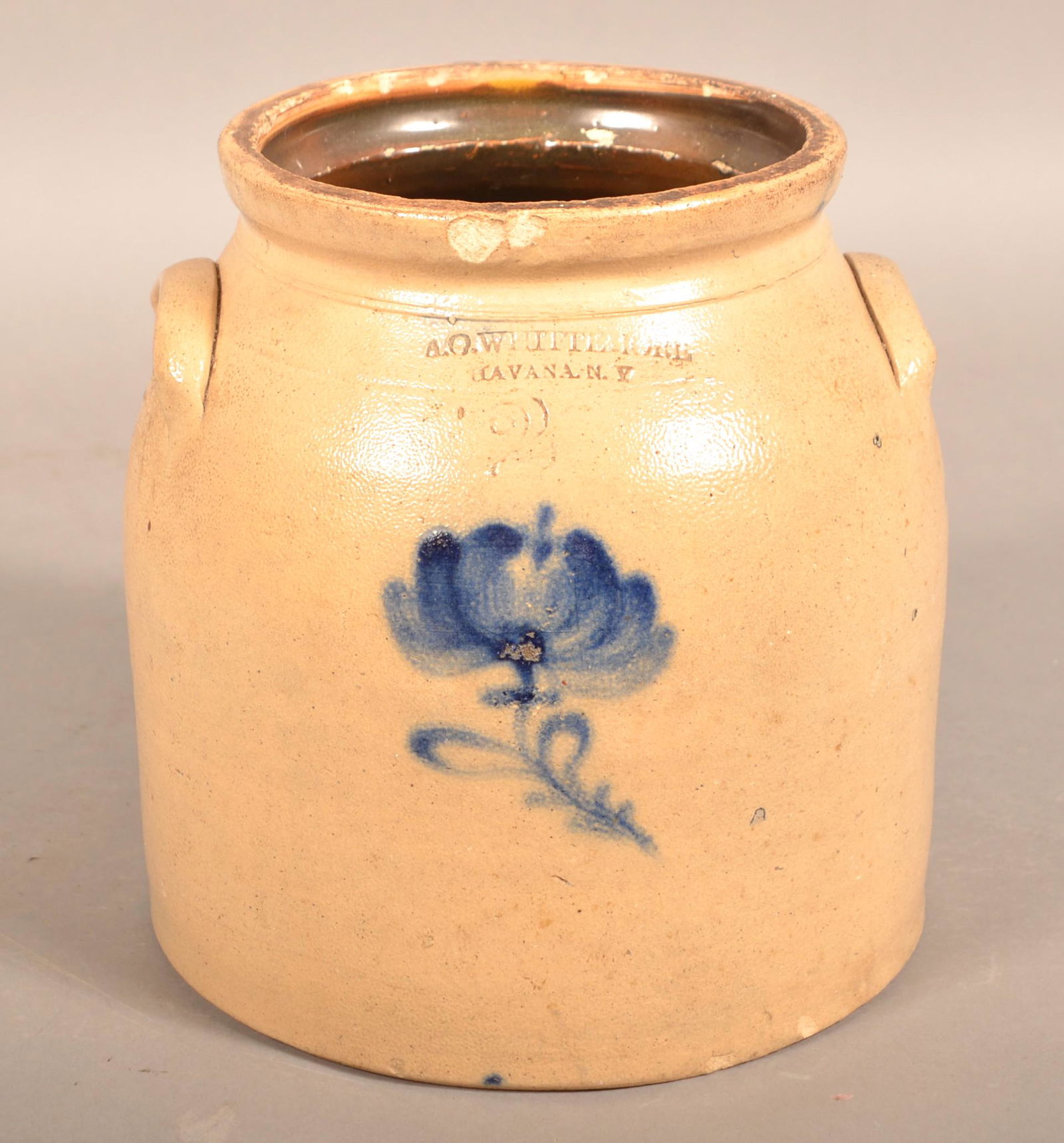 A.O. Whittemore, Havana, NY 2 Gallon Stoneware Crock. (1 of 5)