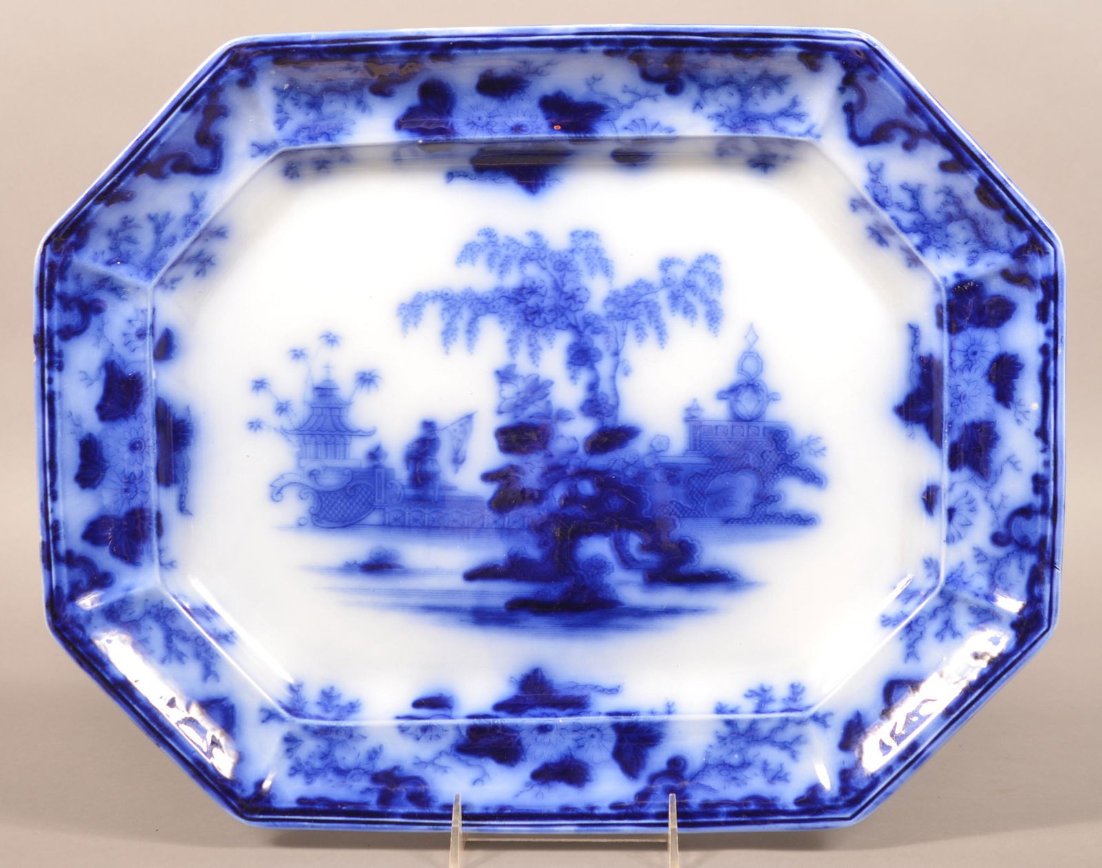 Flow Blue China "Scinde" Paneled Edge Platter. (1 of 2)