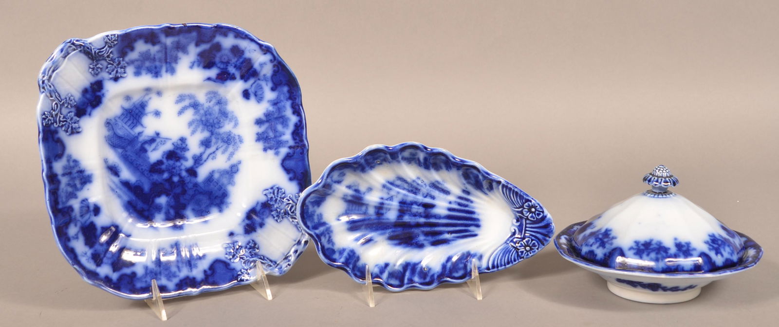 Three Pieces of "Scinde" Flow Blue China. (1 of 4)