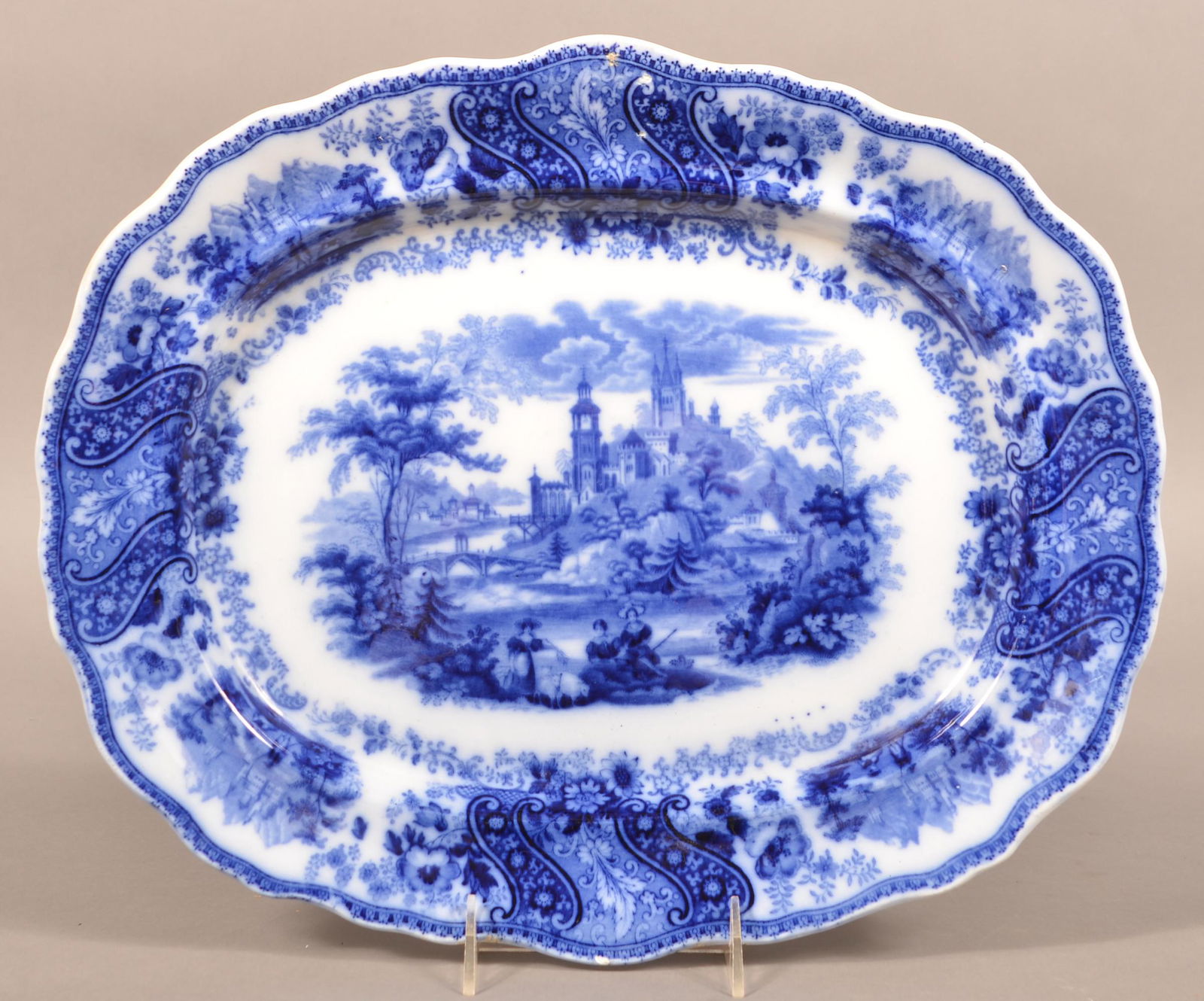Flow Blue China "Nonpareil" Scalloped Edge Platter. (1 of 2)