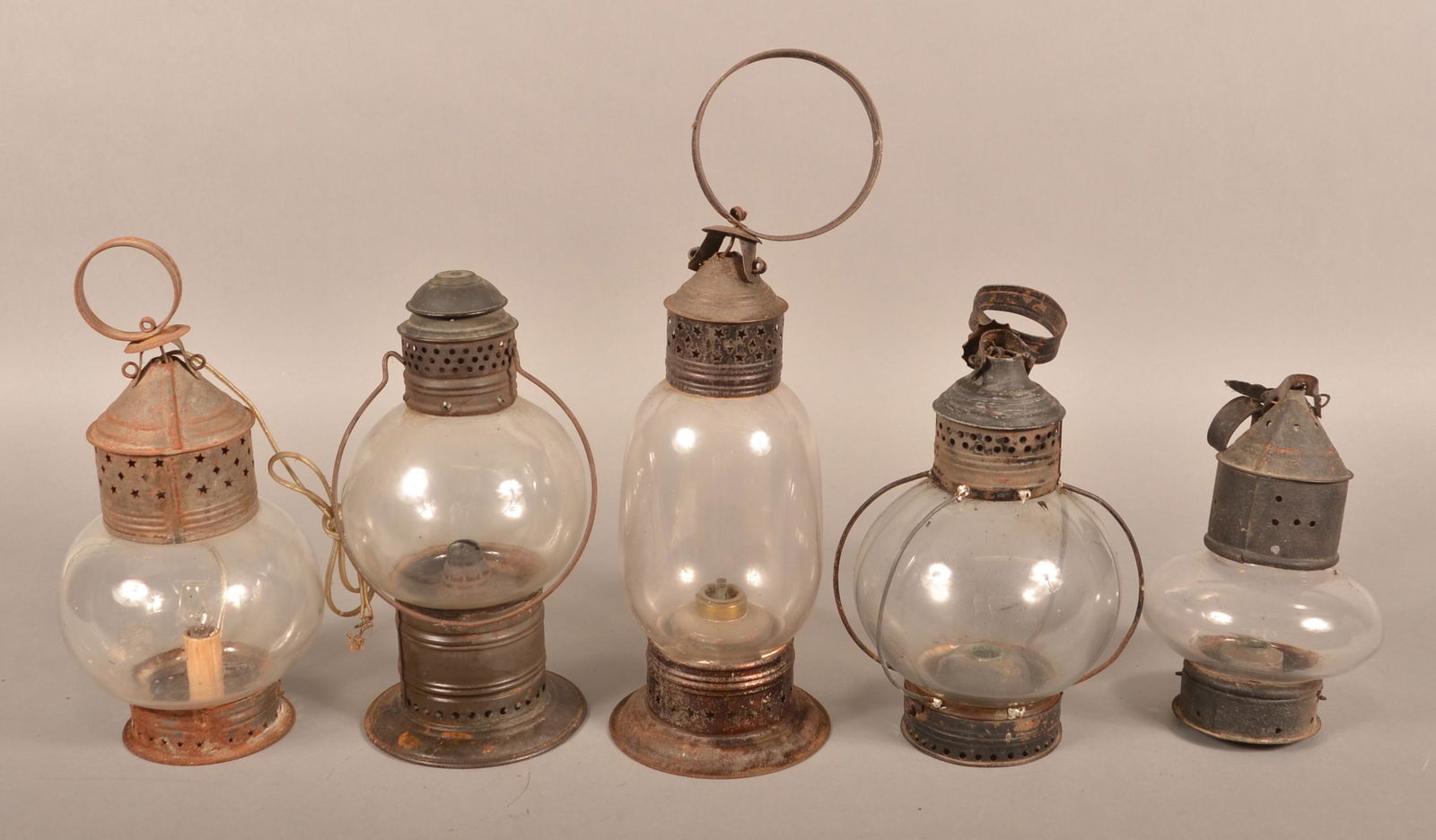 Five Antique Glass Globe Lanterns. (1 of 3)