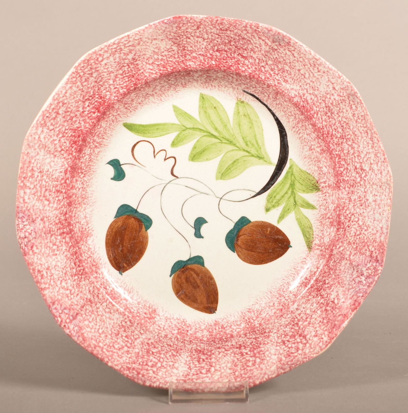 Red Spatter Ironstone China Acorn Pattern Paneled (1 of 6)