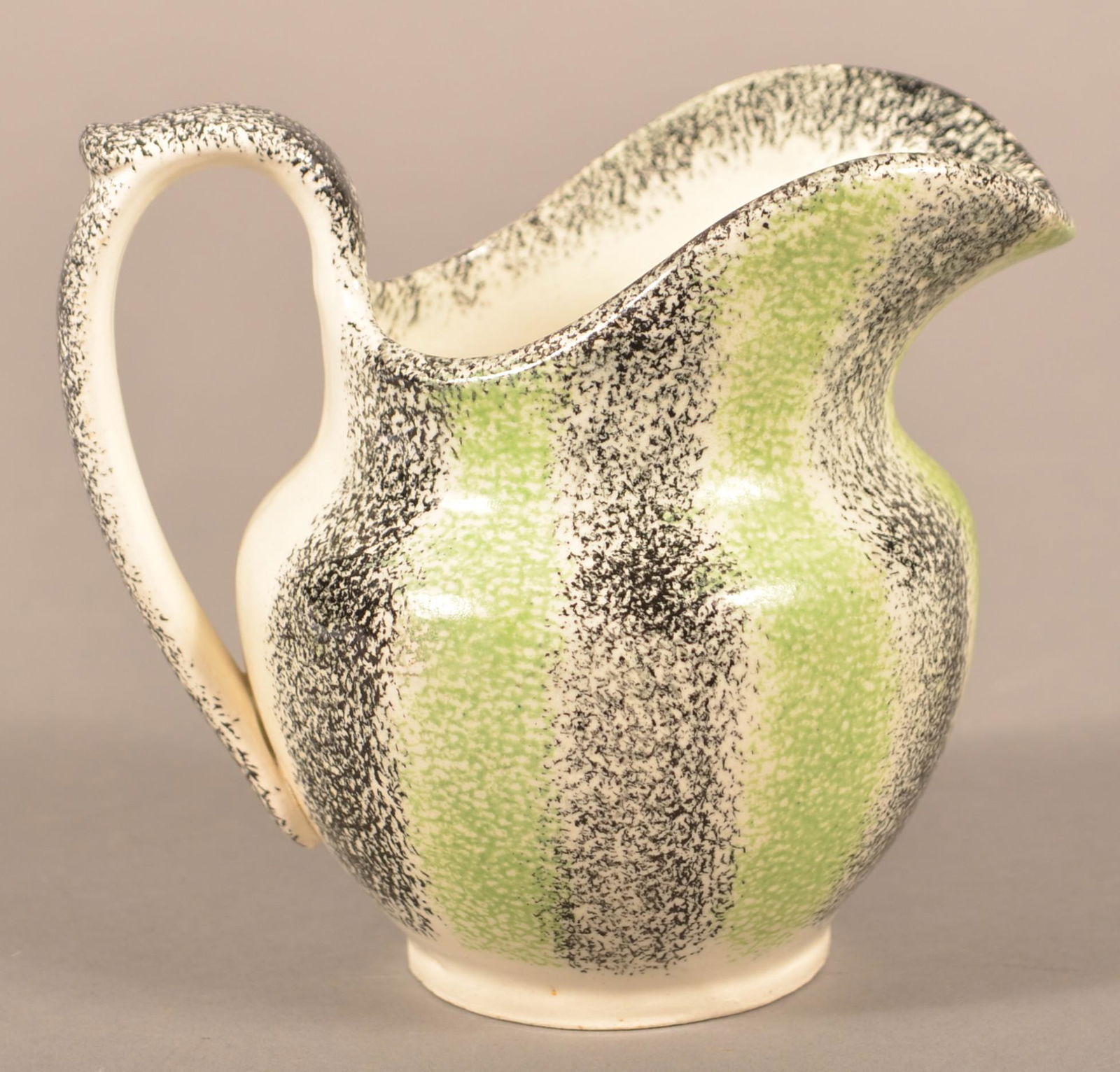 Green and Black Rainbow Spatter China Cream Pitcher. (1 of 4)