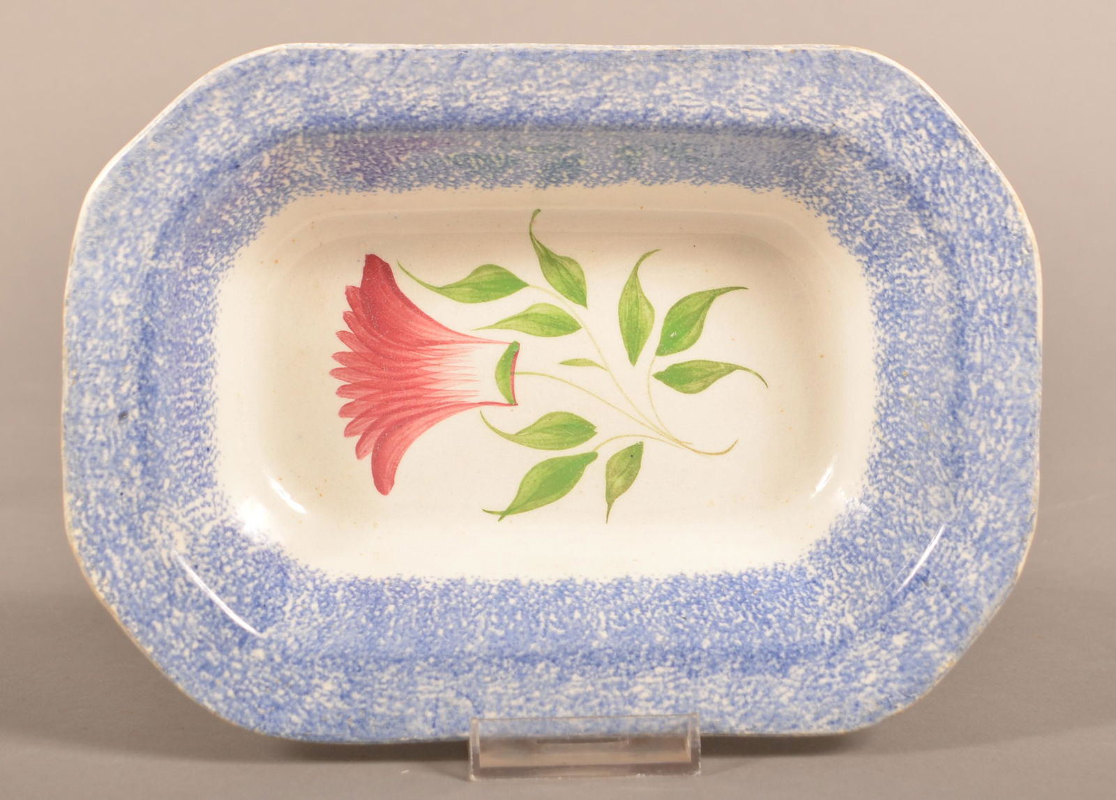 Blue Spatter Thistle Pattern Open Vegetable Dish. (1 of 3)