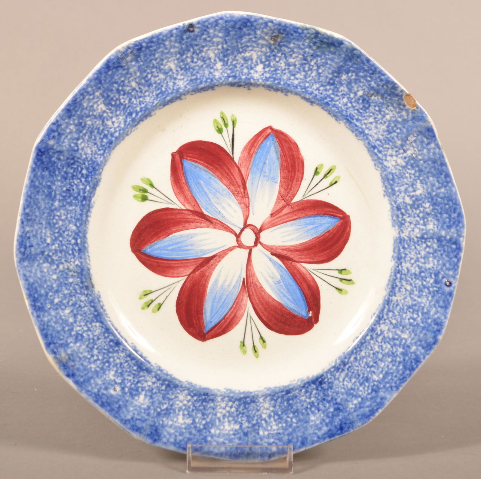 Blue Spatter China Dahlia Pattern Paneled Plate. (1 of 2)