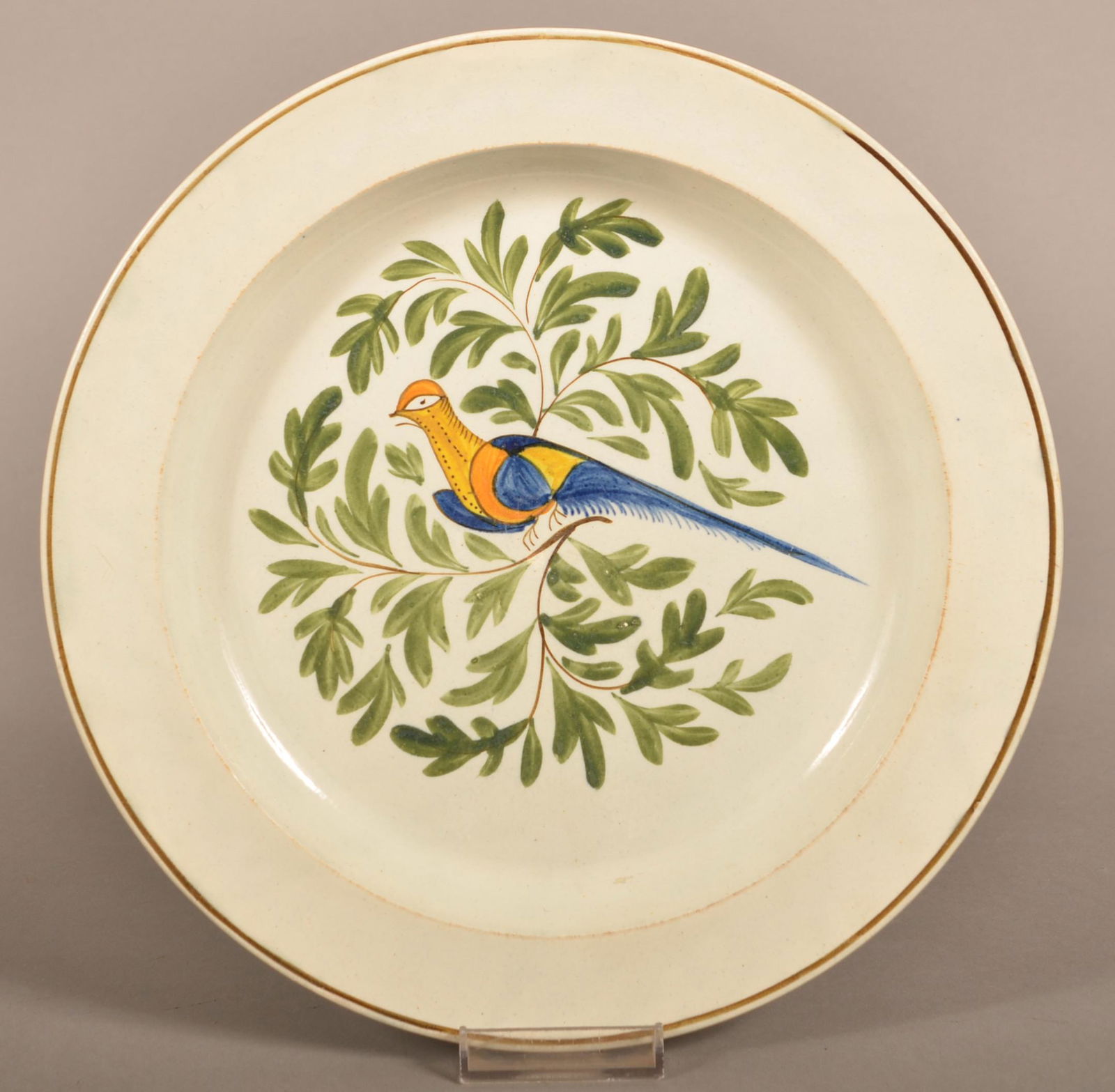 Leeds Soft Paste China Peafowl Pattern Plate. (1 of 3)
