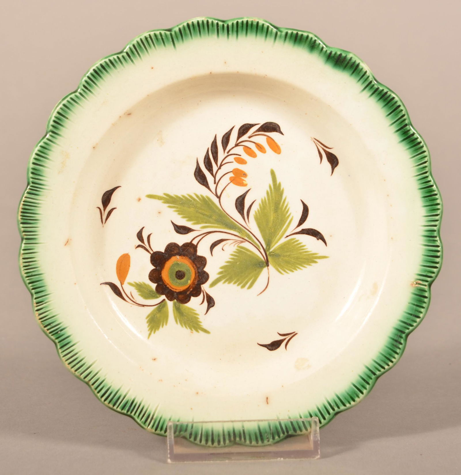 Leeds Soft Paste China Floral Pattern Toddy Plate. (1 of 2)