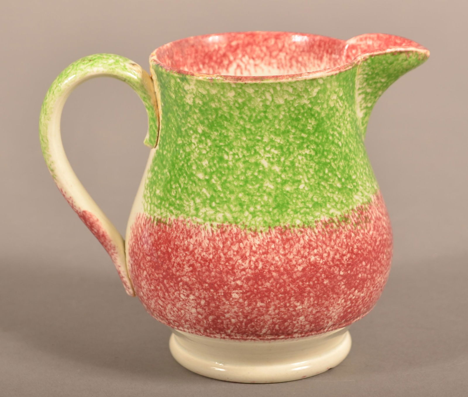 Green and Red Spatterware China Cream Pitcher. (1 of 5)