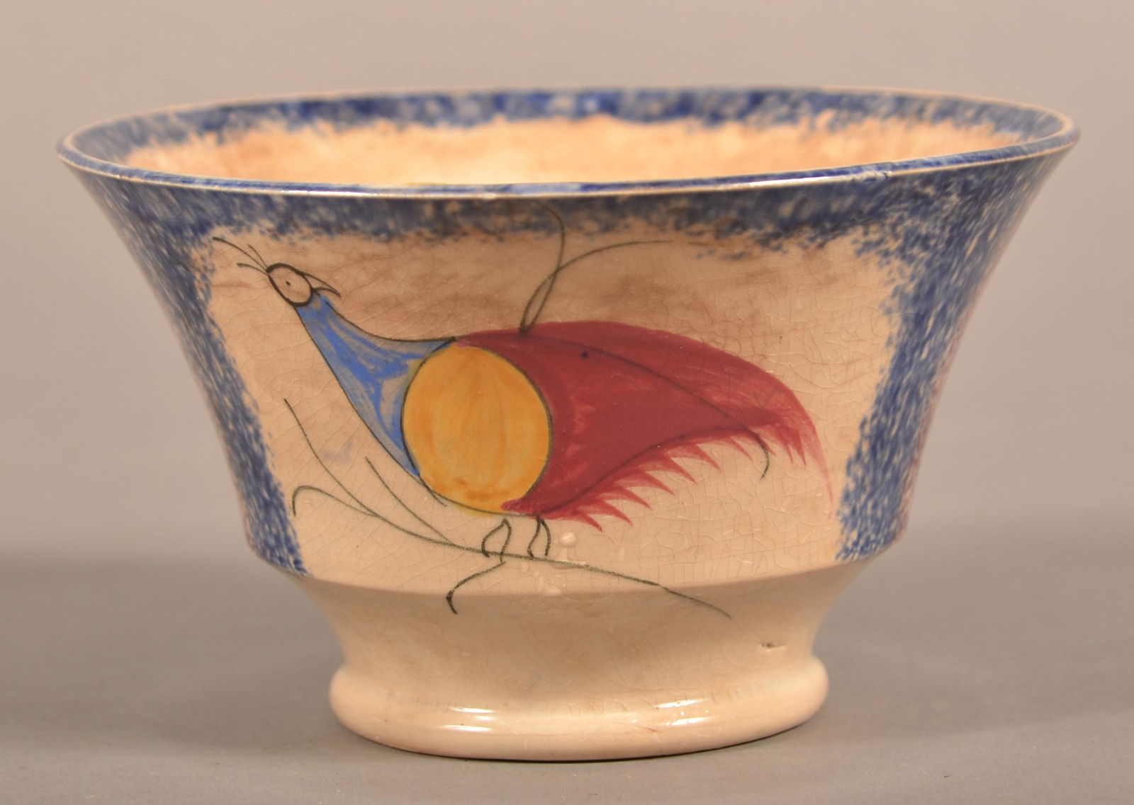 Rainbow Spatter China Peafowl Pattern Waste Bowl. (1 of 3)