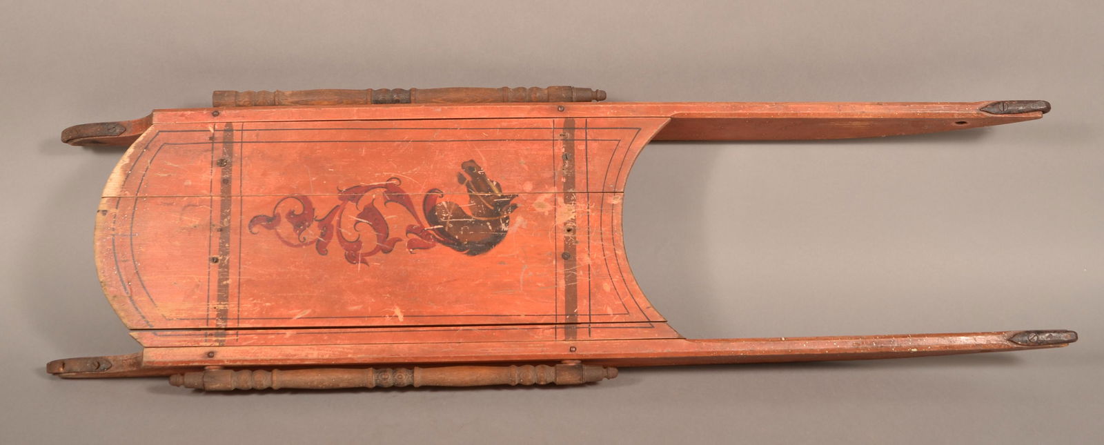 Antique Paint Decorated Wood Child's Sled. (1 of 4)