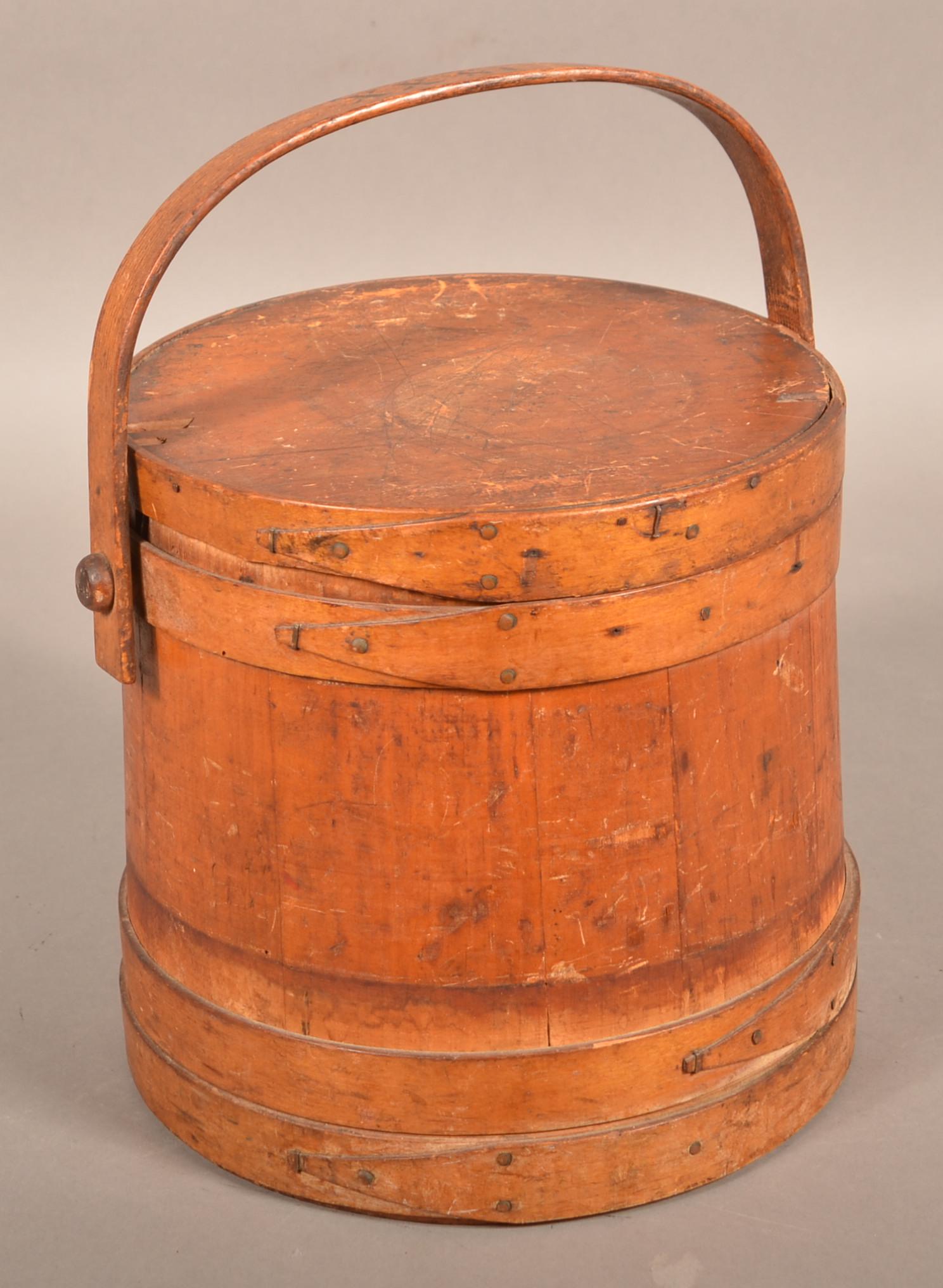 Pennsylvania 19th Century Mixed Wood Covered Firkin. (1 of 6)