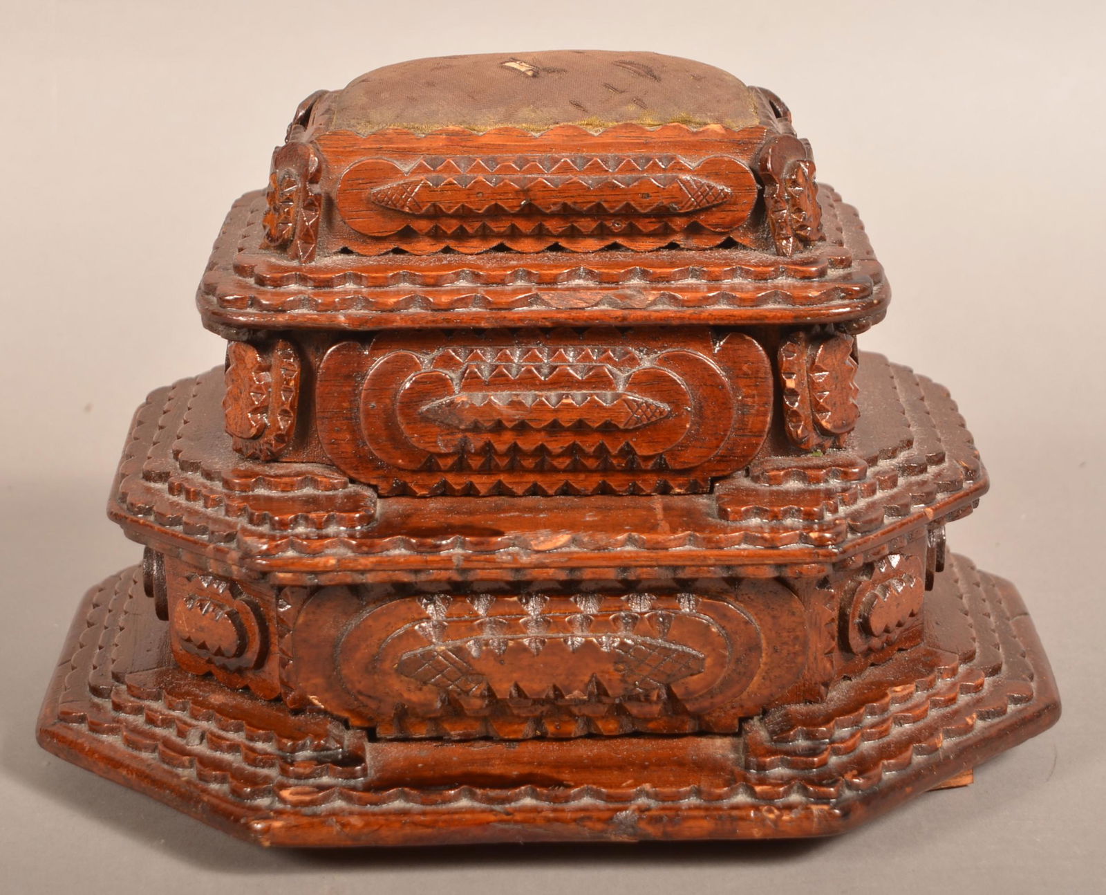 Antique Tramp Art Sewing Stand. (1 of 4)