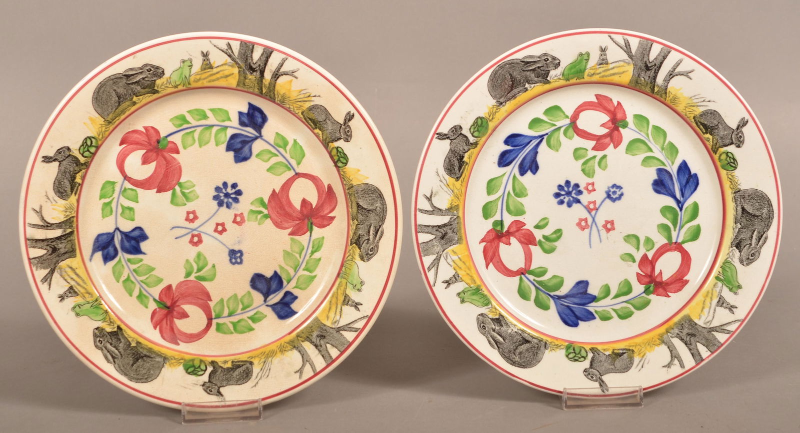 Two Stick Spatter Ironstone China Rabbitware Plates. (1 of 3)