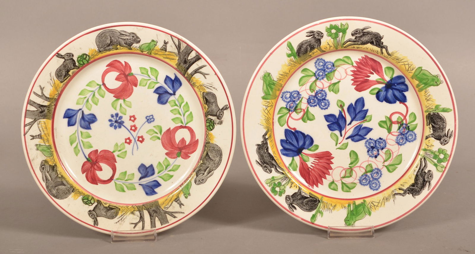 Two Stick Spatter Ironstone China Rabbitware Plates. (1 of 2)
