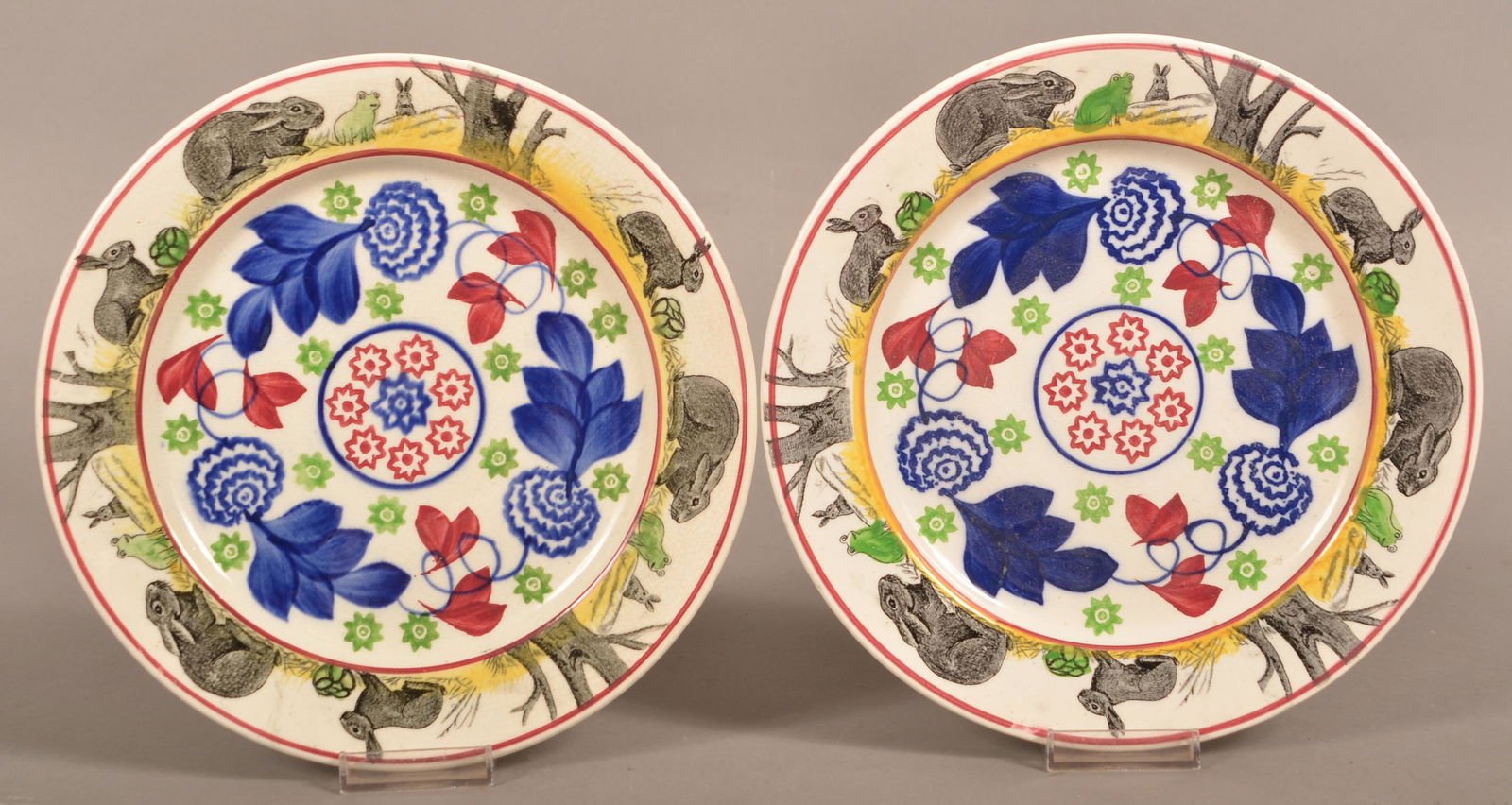 Two Stick Spatter Ironstone China Rabbitware Plates. (1 of 2)