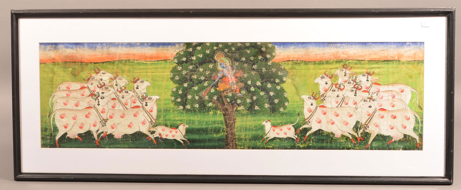 Indonesian Lord Krishna with Cows Oil Painting. (1 of 4)