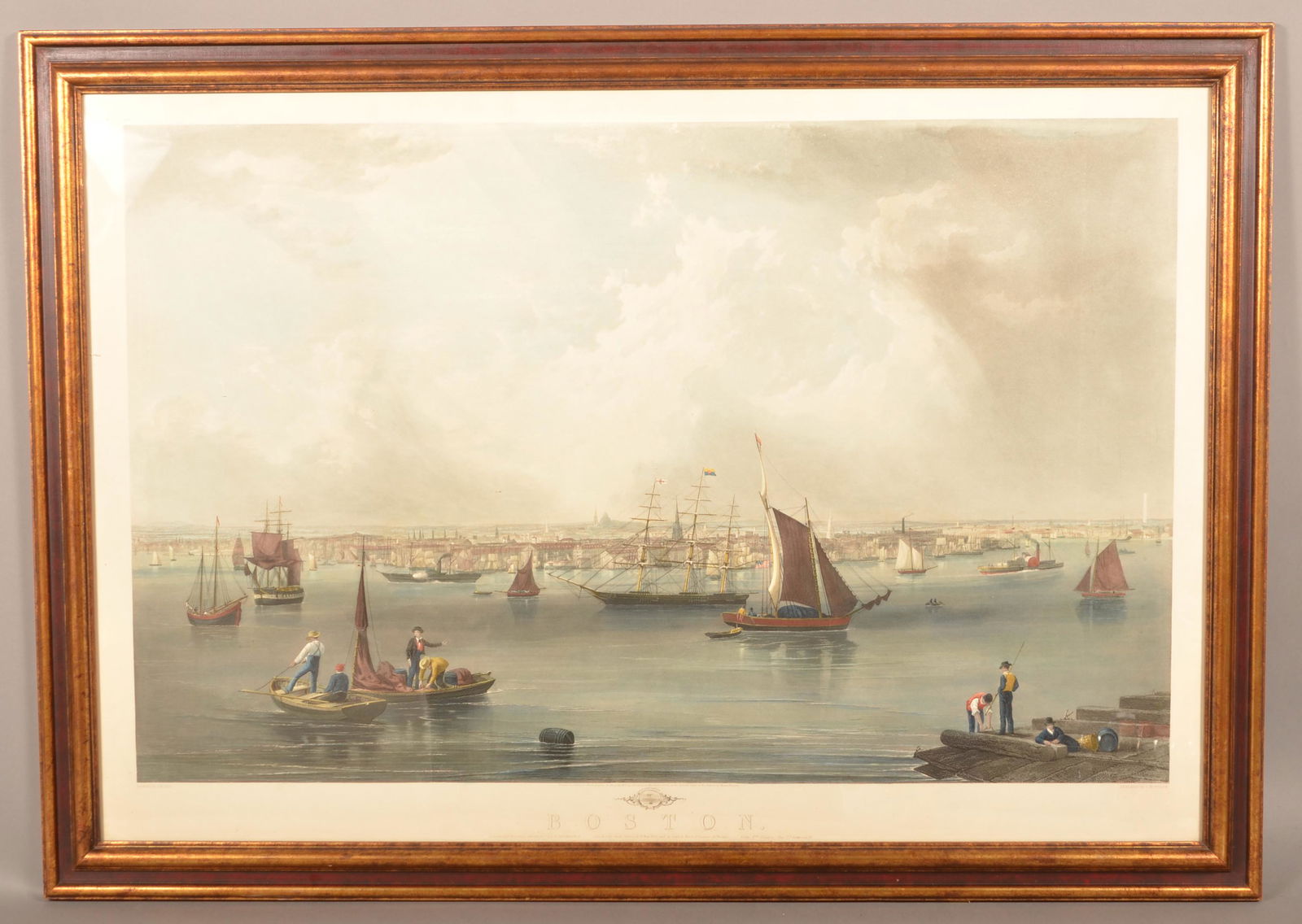 C. Mottram Boston Harbor Hand Colored Engraving. (1 of 4)