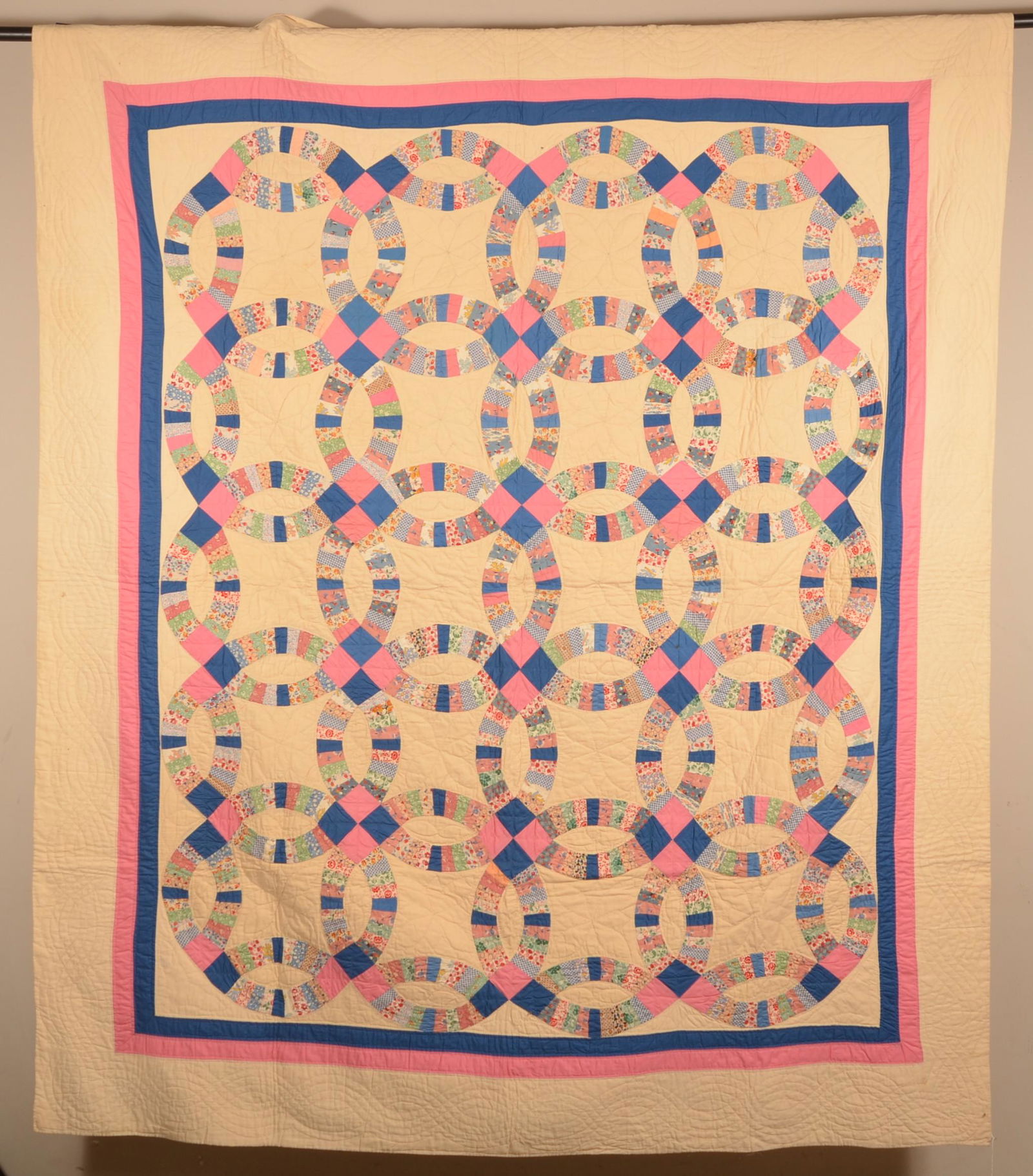 Antique Double Wedding Band Patchwork Quilt. (1 of 4)