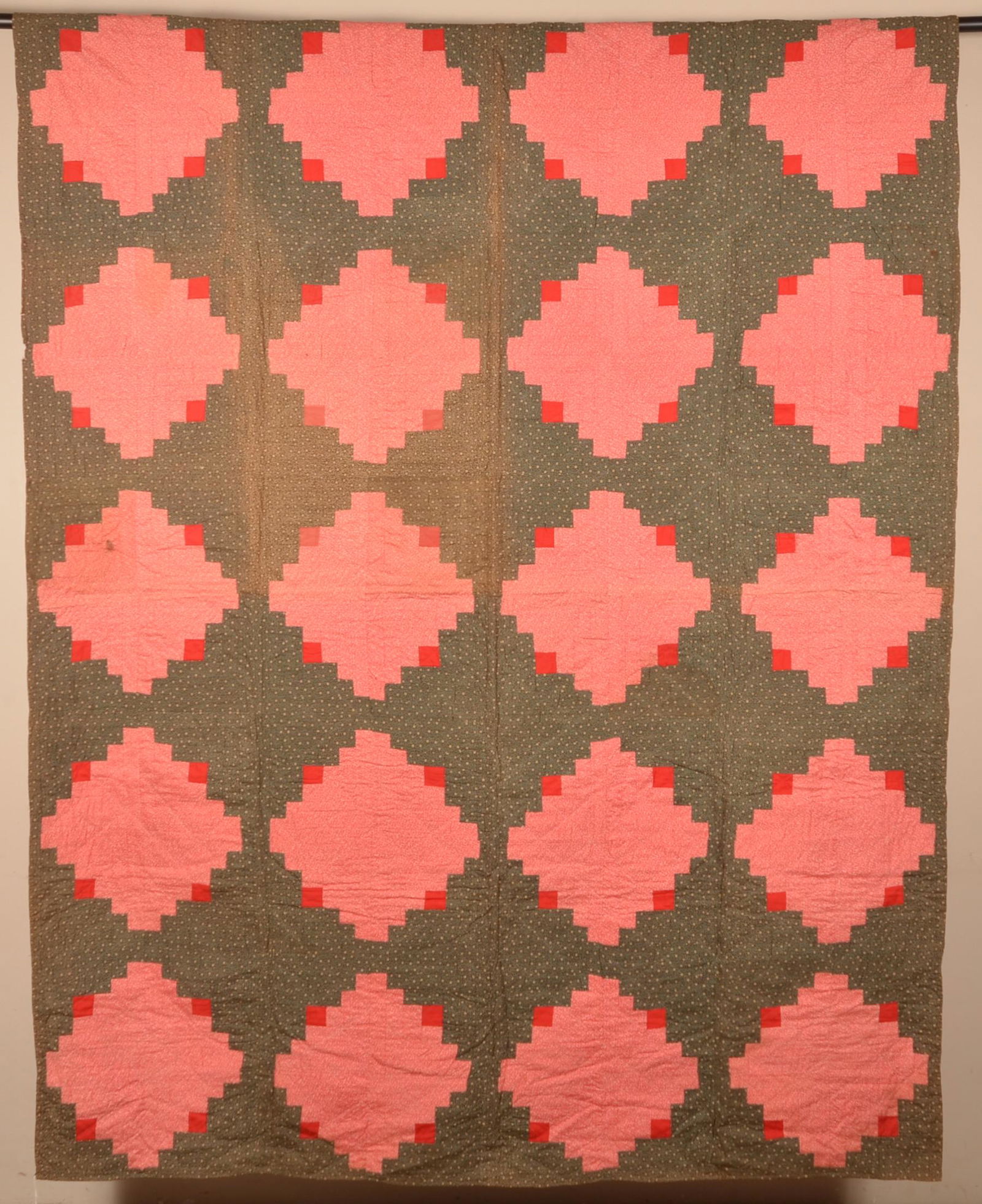 Antique Diamond/Geometric Pattern Patchwork Quilt. (1 of 6)