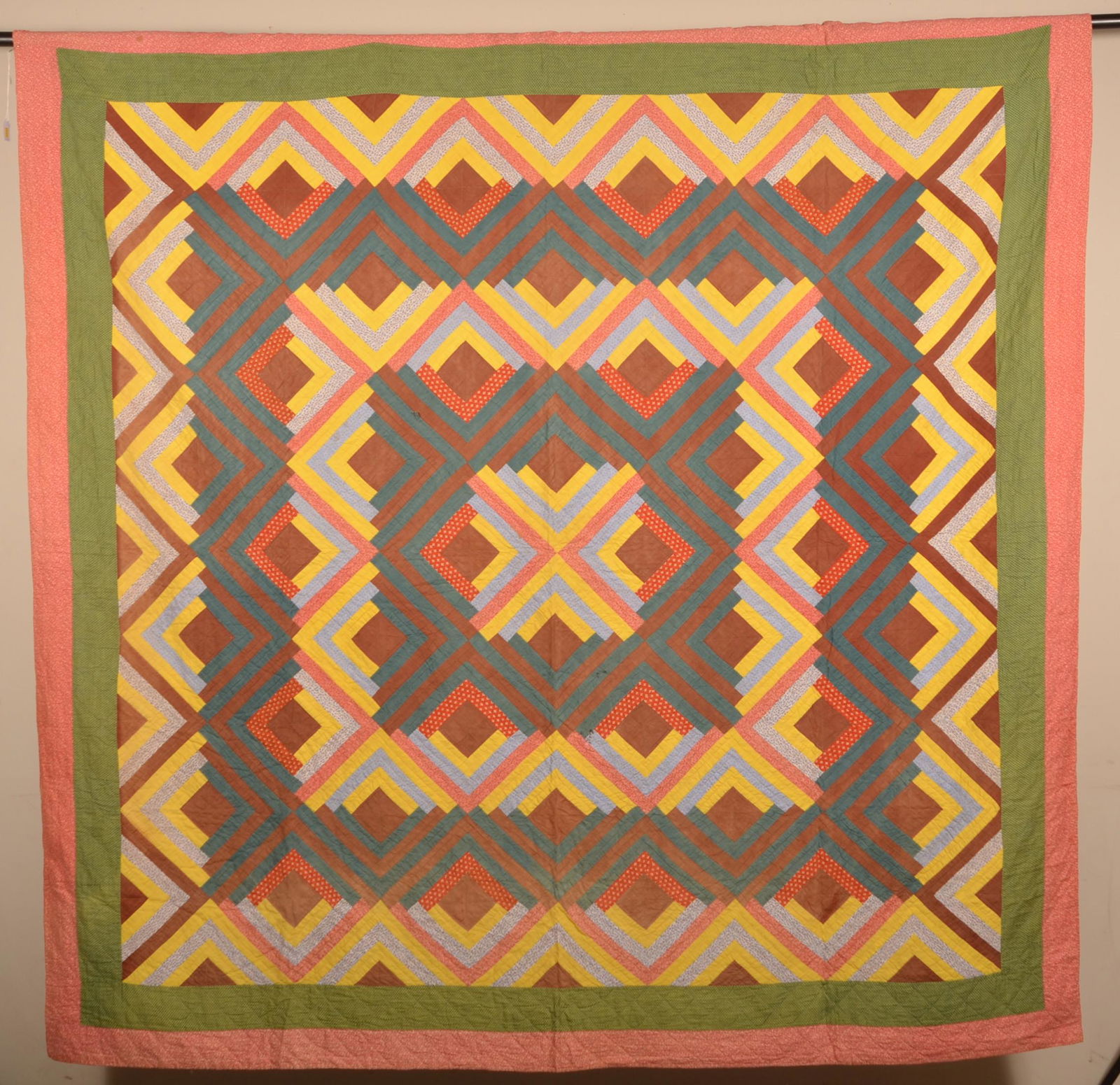Antique Log Cabin Pattern Patchwork Quilt. (1 of 5)