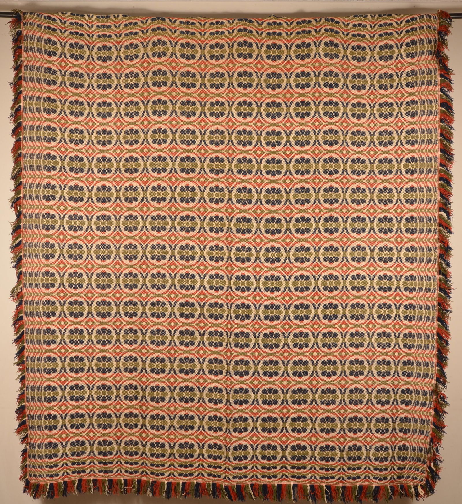 Mid 19th Century Geometric Overshot Coverlet. (1 of 7)