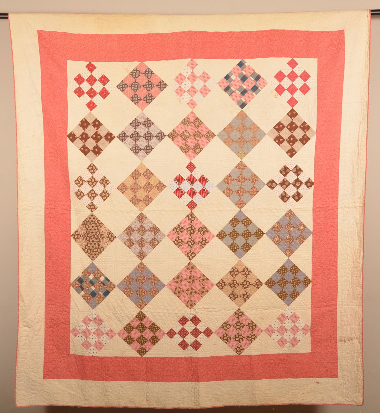 Antique Diamond Pattern Patchwork Quilt. (1 of 5)