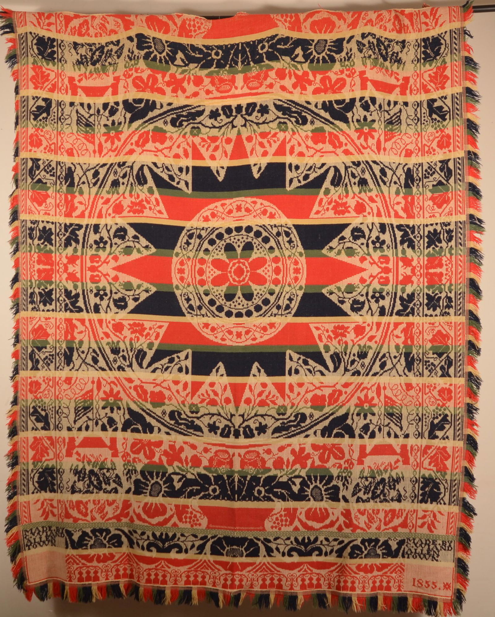 1855 Lehigh County, PA Jacquard Coverlet. (1 of 5)