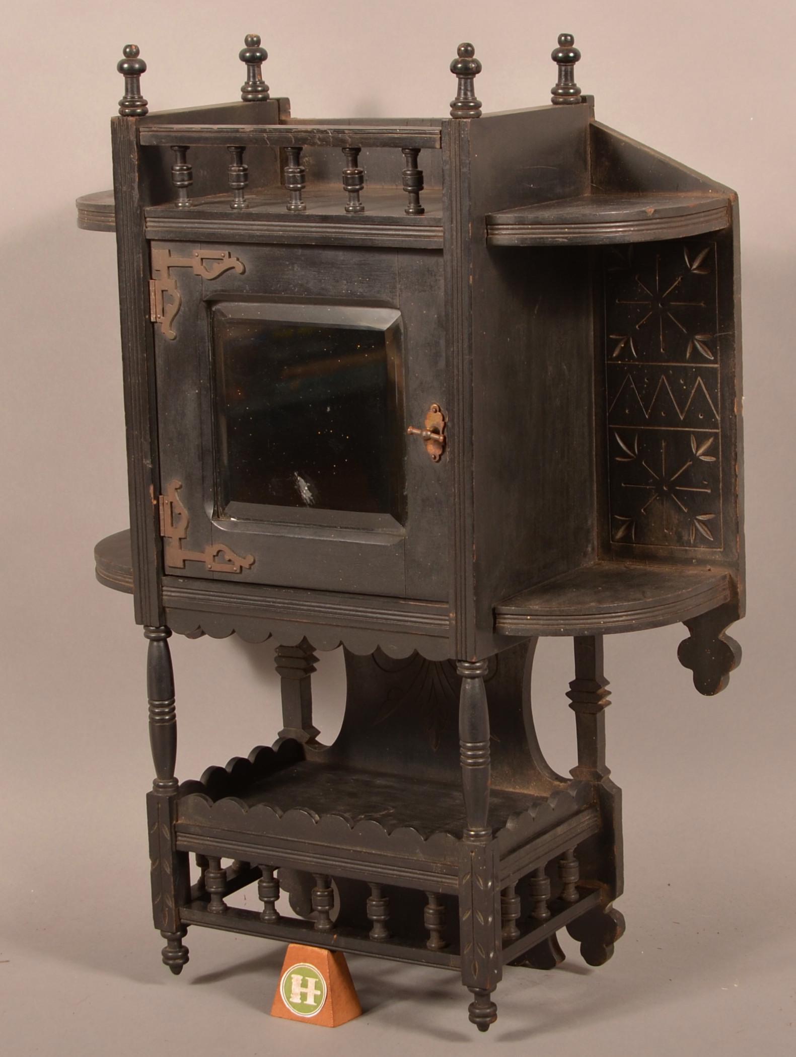 Eastlake Victorian Carved and Molded Wall Shelf.: Eastlake Victorian Carved and Molded Wall Shelf. 24"h. x 18"w. x 7"d. Condition Good with wear.