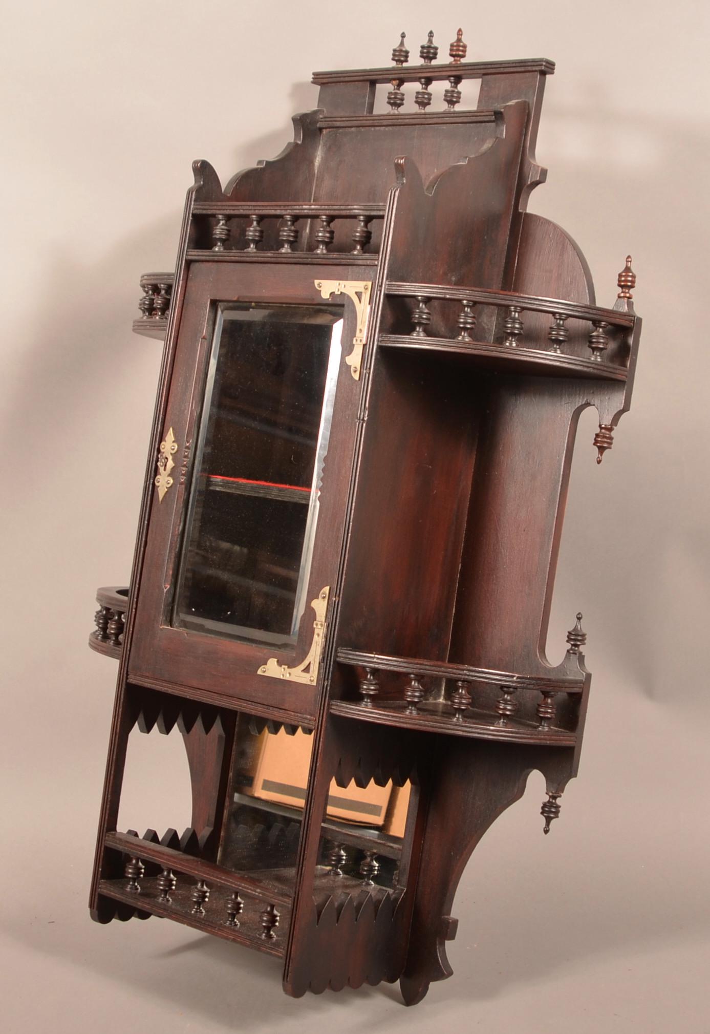 Eastlake Victorian Carved and Molded Wall Shelf.: Eastlake Victorian Carved and Molded Wall Shelf. 41"h. x 25"w. x 7-1/2"d. Condition Good with wear.