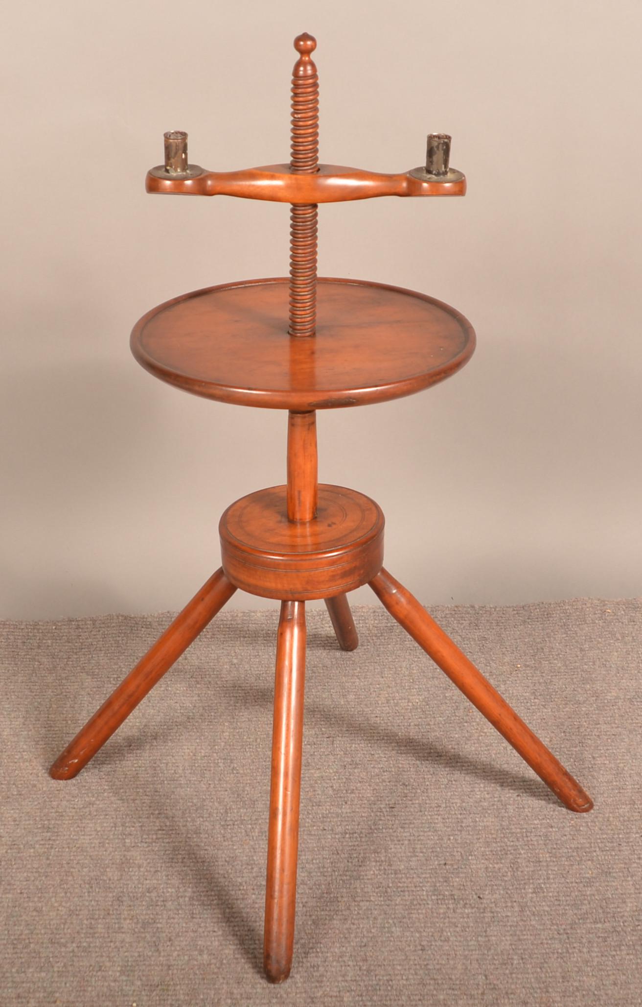 Antique Cherry Adjustable Pedestal Candlestand. (1 of 3)