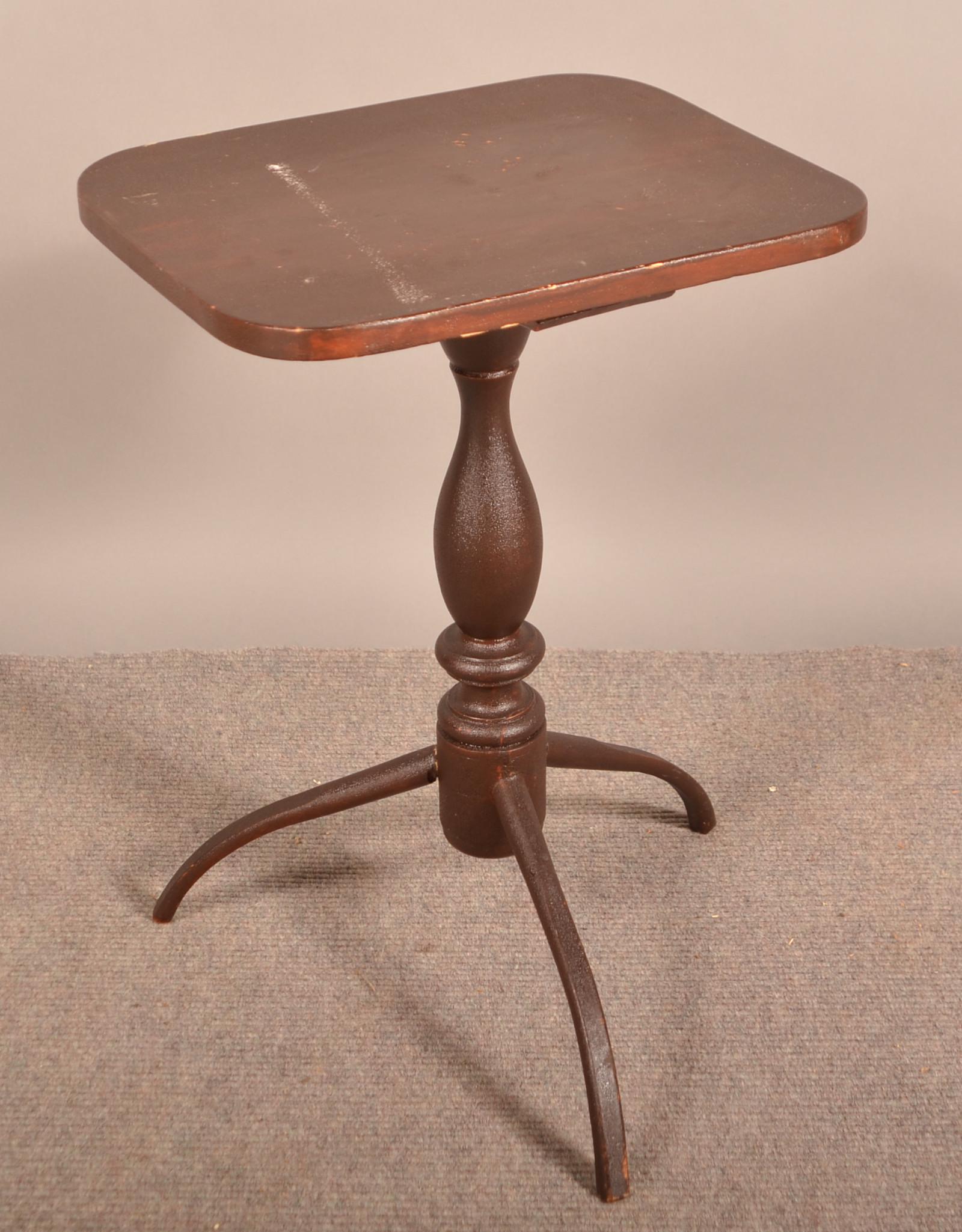 Primitive Federal Mixedwood Candlestand.: Primitive Federal Mixedwood Candlestand. Original reddish brown alligatored finish. 25"h. x 18"w. x 14"d. Condition Good with wear.
