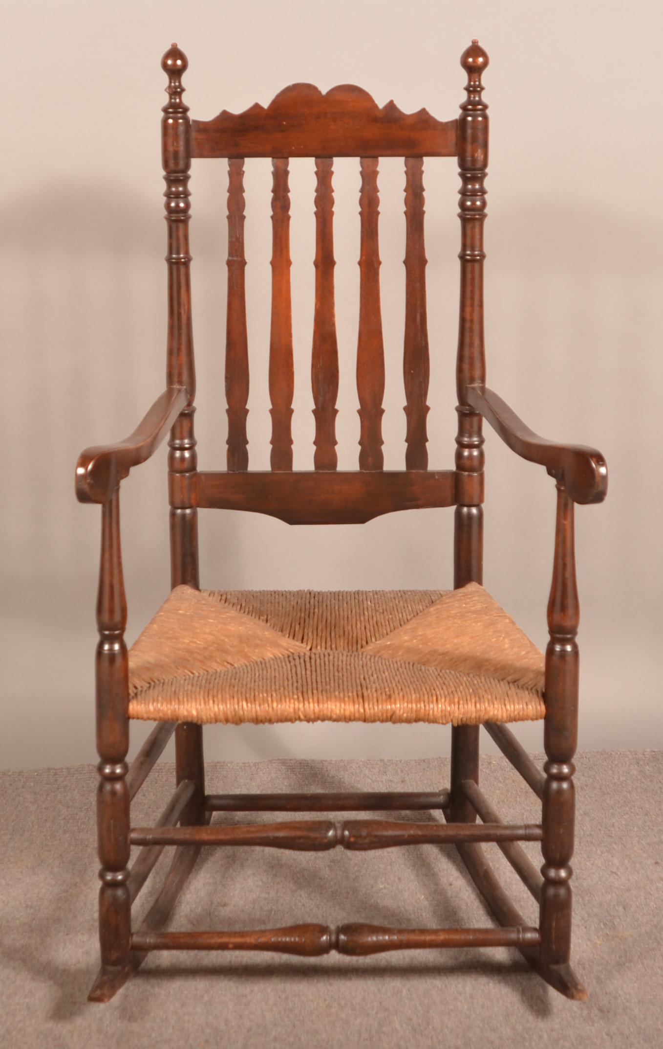 18th century Bannister Back Rush Seat Rocking Chair. (1 of 4)
