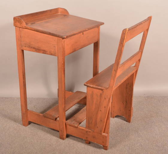 Antique Softwood School Desk with attached Chair. Sep 18, 2021