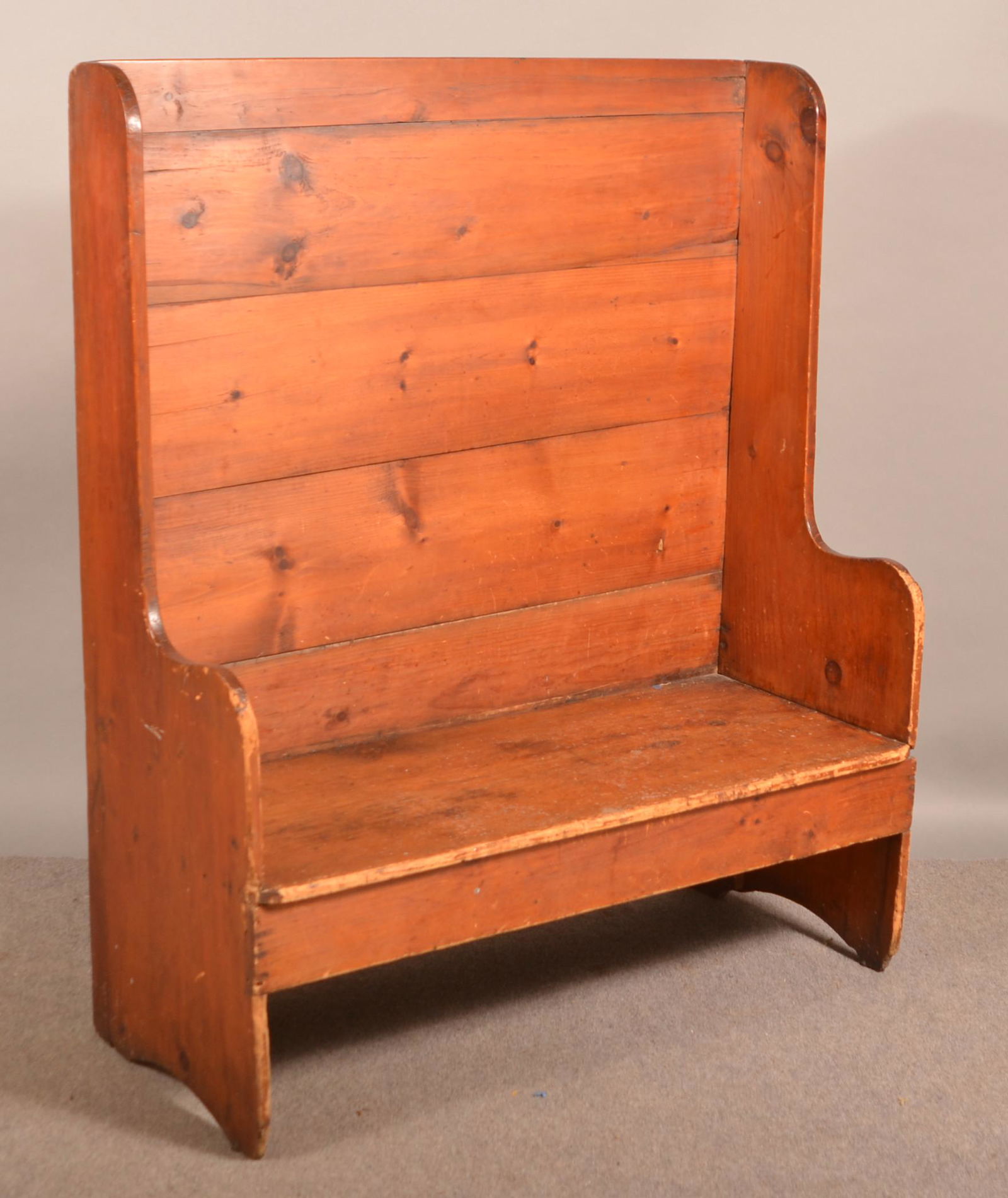 Antique Pine Settle. (1 of 3)