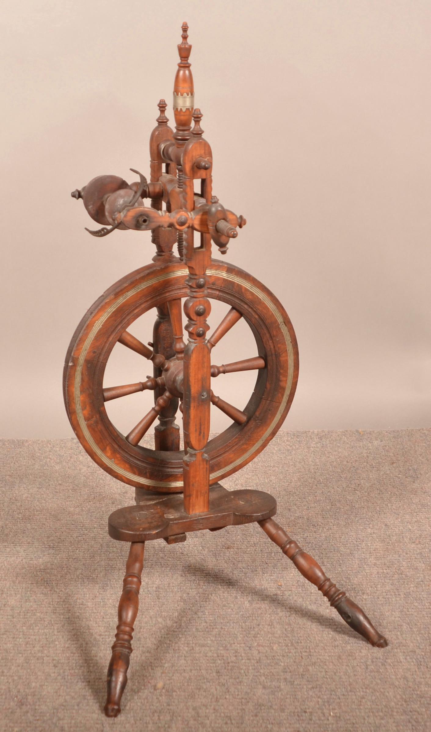 Mixed Wood Table Top Castle Spinning Wheel. (1 of 3)
