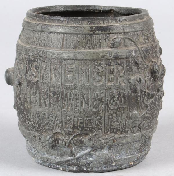 Sprenger Brewing Co. Lancaster, Pa. High Grade Bee: Sprenger Brewing Co. Lancaster, Pa. High Grade Beer Cast Metal Barrel form Match Holder/Toothpick, 3", Condition: Good.