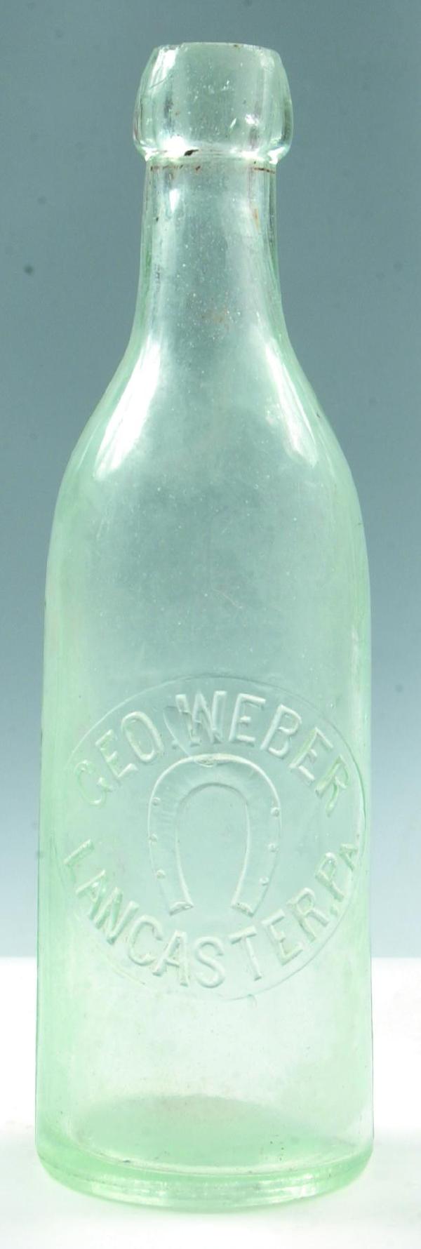 Weber, Geo. Lancaster, Pa. clear blob top bottle, : Weber, Geo. Lancaster, Pa. clear blob top bottle, smooth bottom, 9", Condition: good with minor nip on rim.
