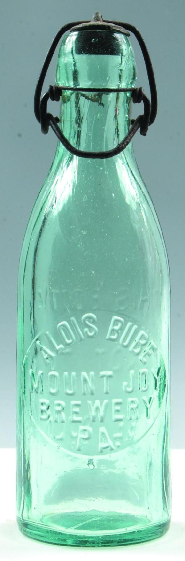Bube Brewery, Alois Mount Joy, Pa. clear blob top: Bube Brewery, Alois Mount Joy, Pa. clear blob top bottle, smooth bottom, 8",Condition: Good.