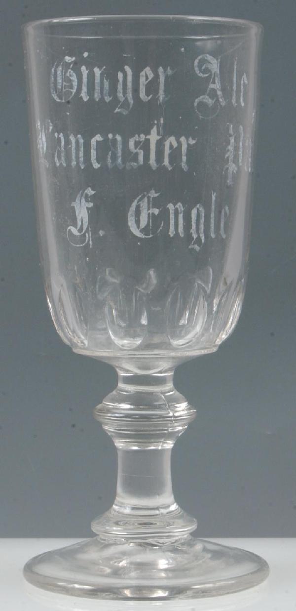 Ginger Ale Lancaster Pa. F. Engle Footed Tumbler,5: Ginger Ale Lancaster Pa. F. Engle Footed Tumbler,5.75", Condition: Good.