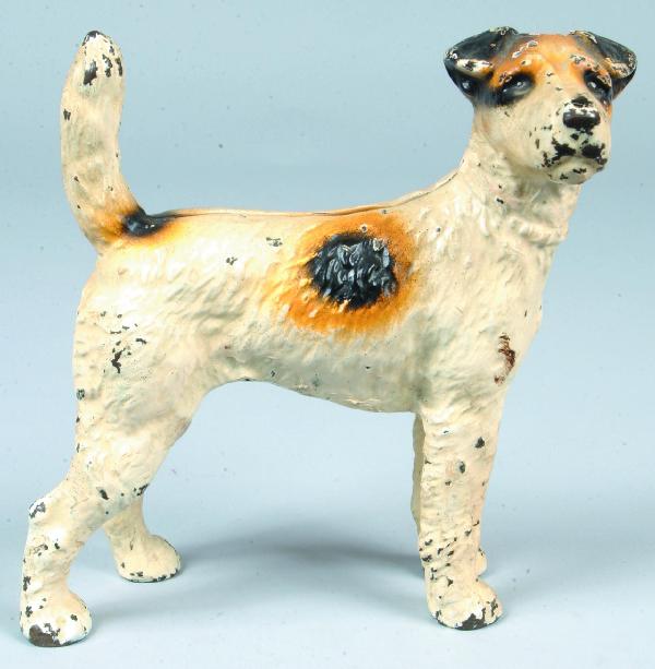 Hubley Wire Haired Terrier Cast Iron Doorstop with: Hubley Wire Haired Terrier Cast Iron Doorstop with original paint. 8-1/2" high. Condition: Good with some chips to paint.