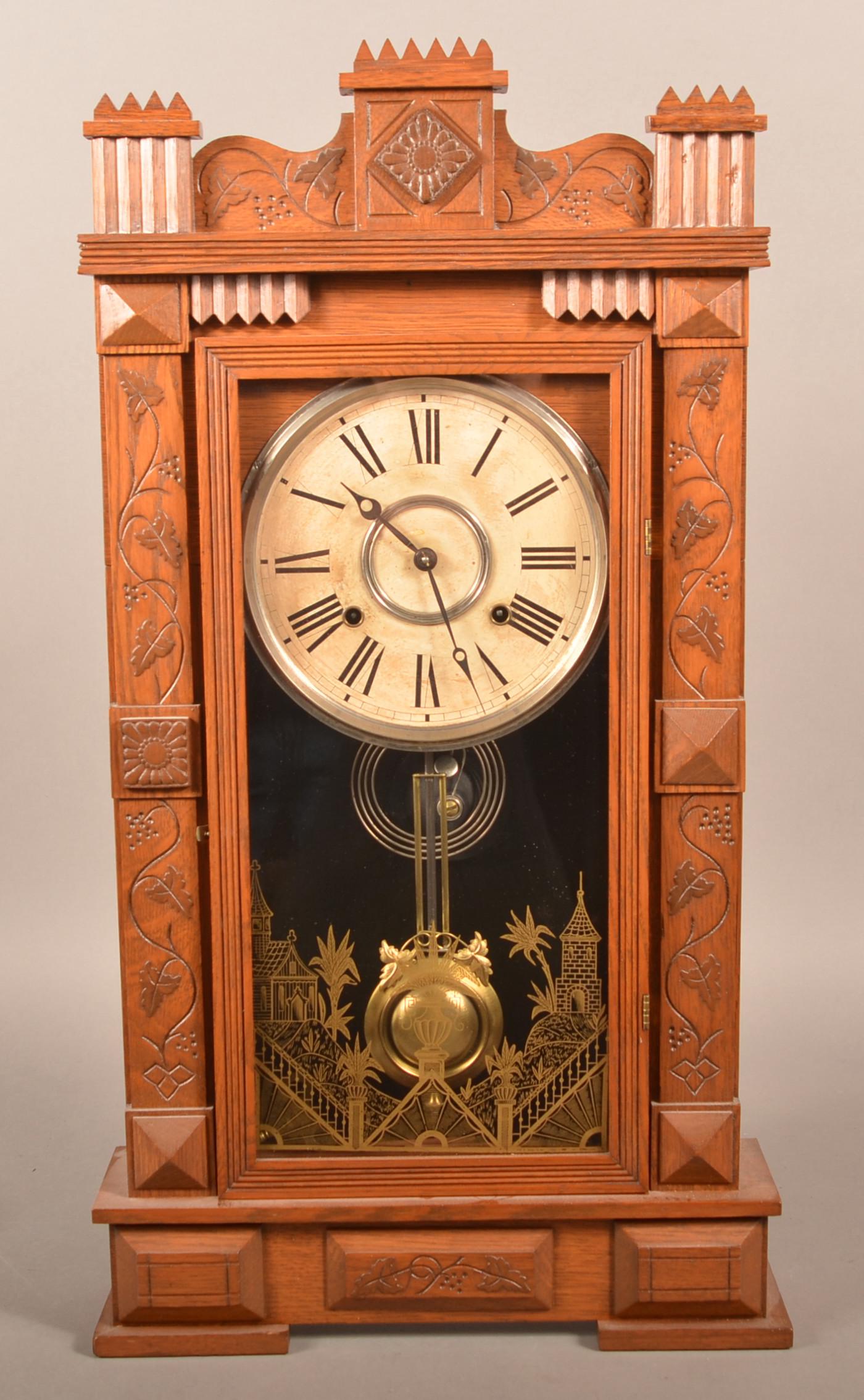 Gilbert "General" Oak Case Shelf Clock. (1 of 3)