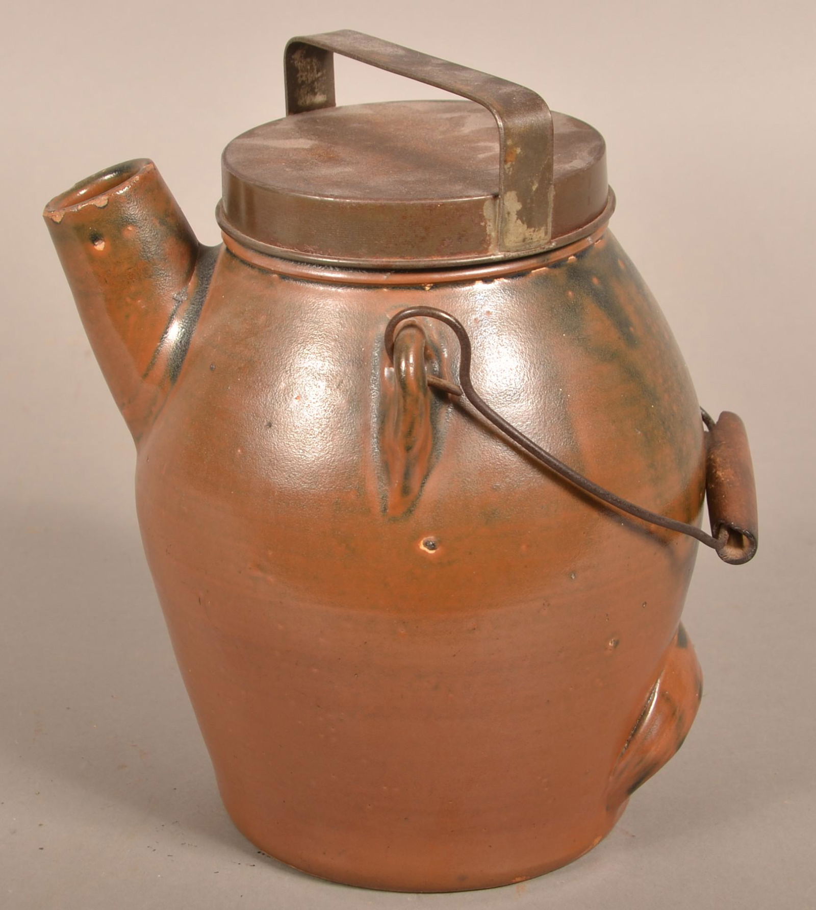Antique Brown Glazed Stoneware Batter Jug. (1 of 5)