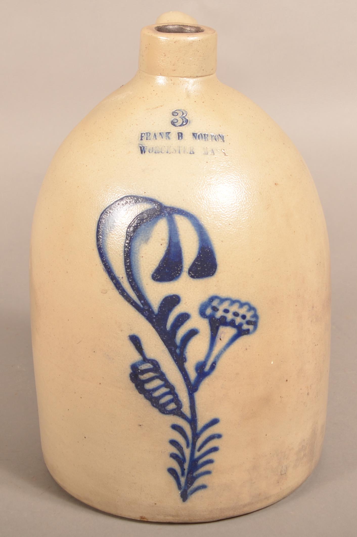 Frank B. Norton, Worcester, MA Stoneware 3-Gallon Jug. (1 of 6)