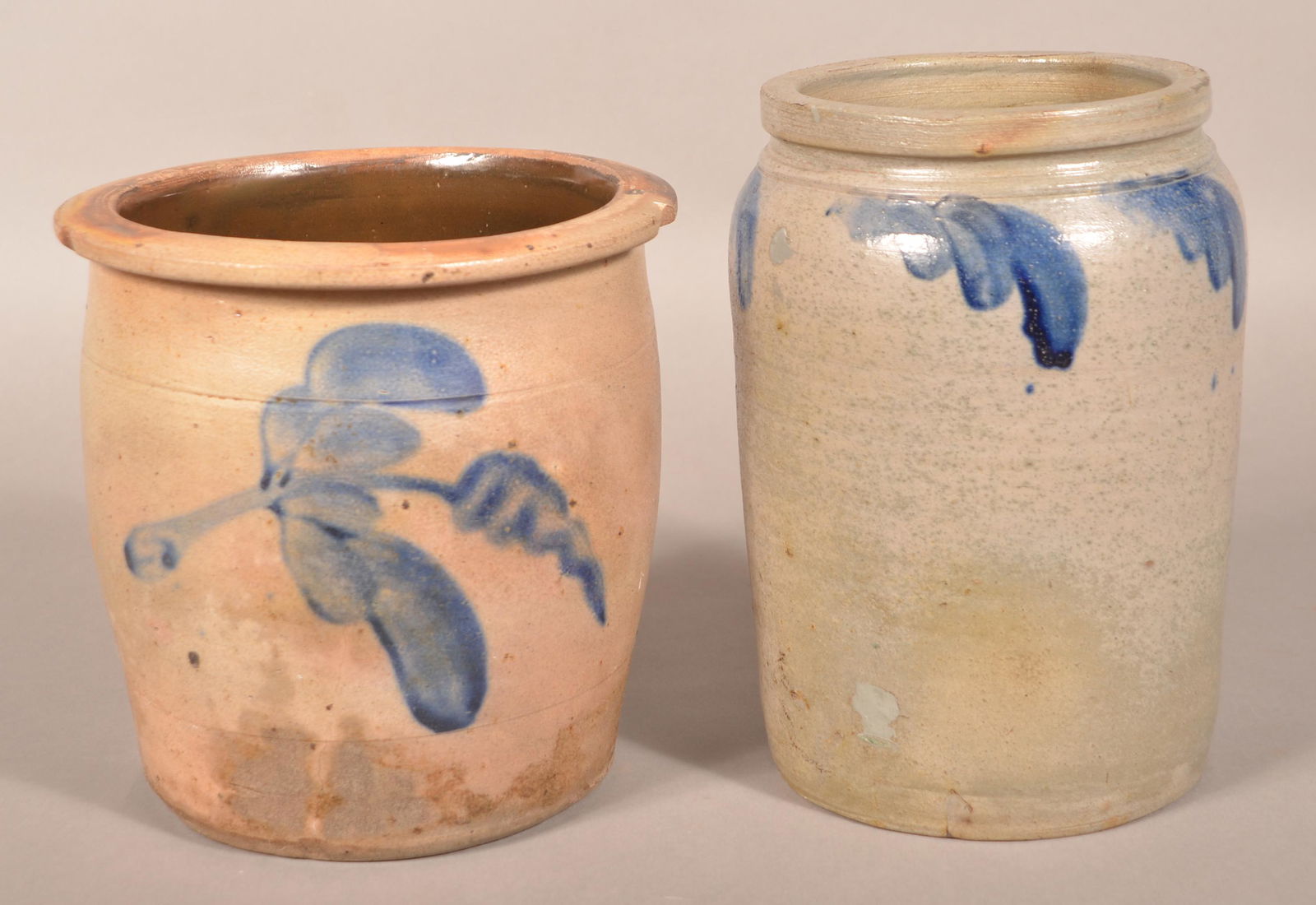 Two Unsigned Stoneware Storage Crocks. (1 of 4)
