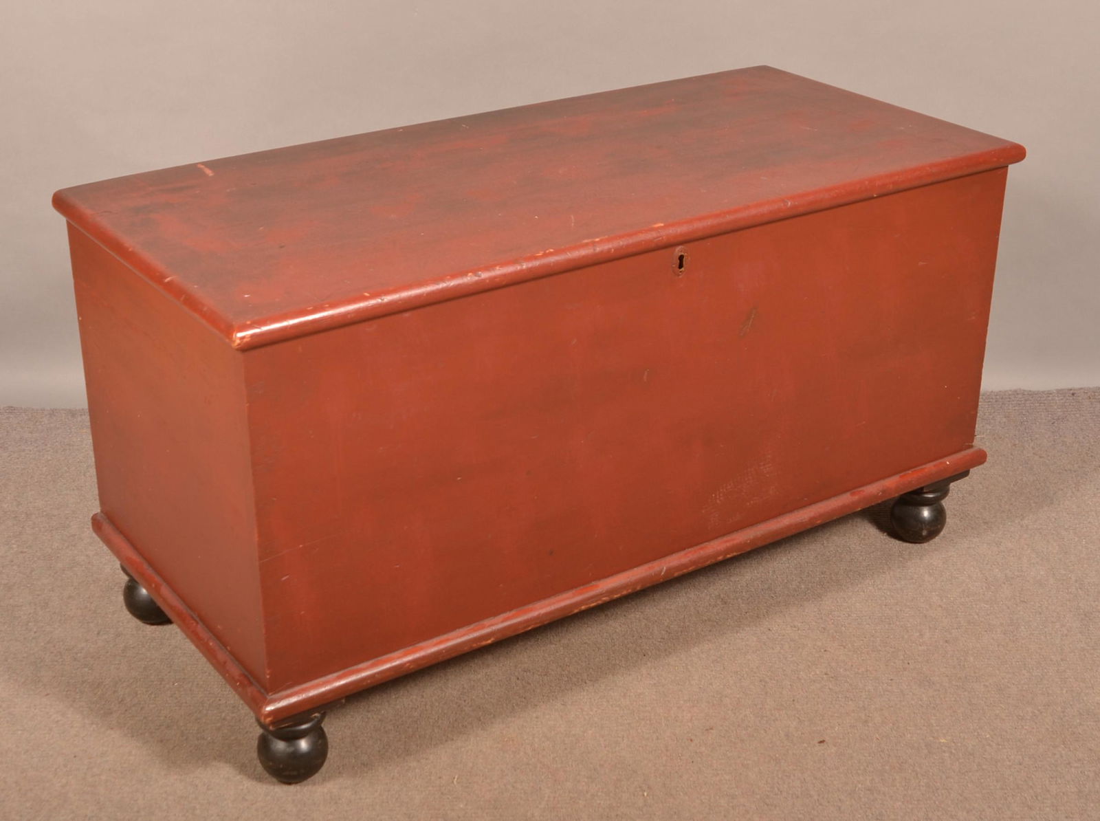 PA 19th Century Red Painted Softwood Blanket Chest. (1 of 4)
