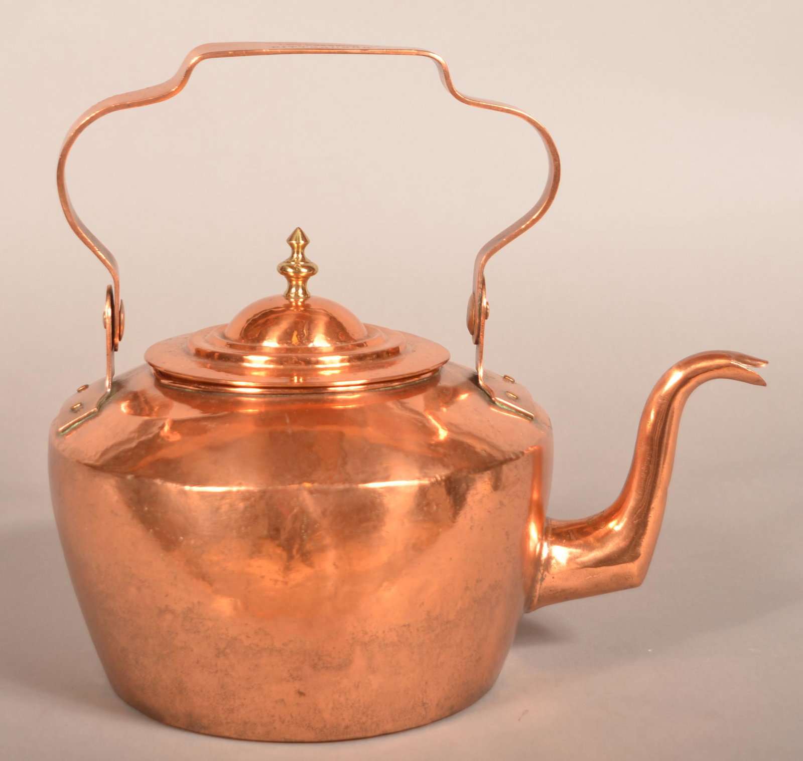 L & P Peterson, Pittsburgh 19th C. Copper Tea Kettle. (1 of 6)