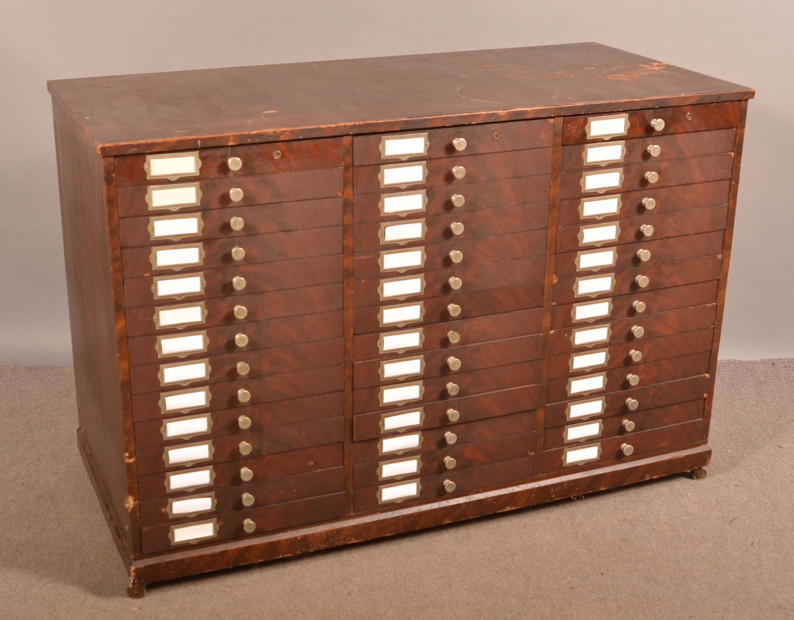 Antique Grain Painted Mixed Wood 42-Drawer Cabinet. (1 of 3)