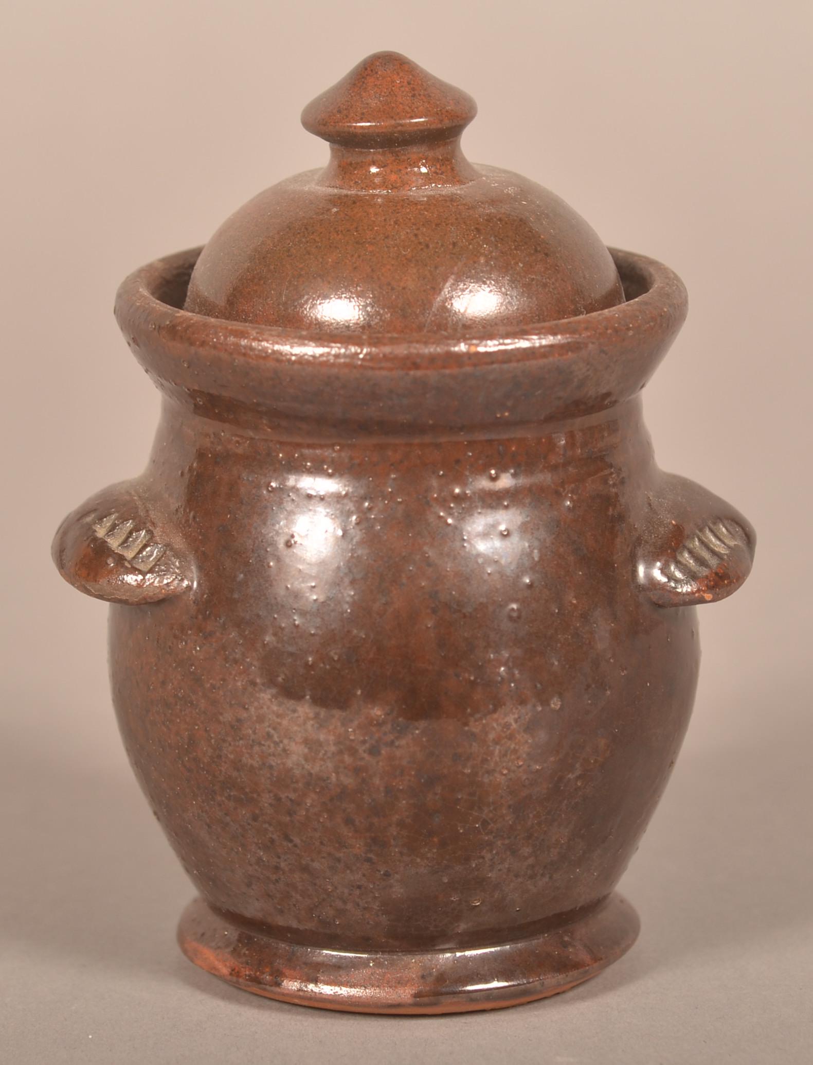 R.R. Stahl Miniature Glazed Redware Covered Canister. (1 of 4)
